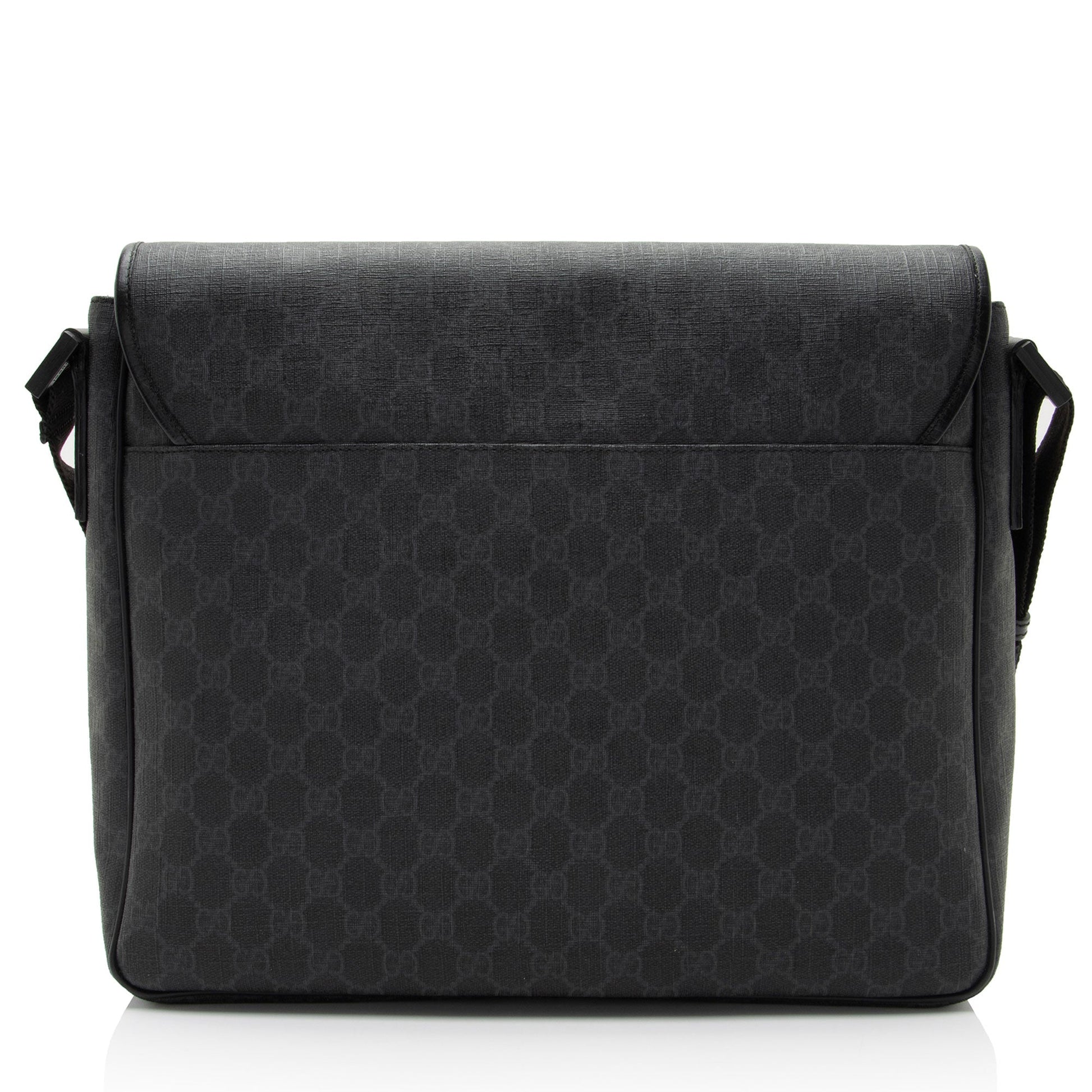 Gucci GG Supreme Flap Messenger SHF-IA2QeH Leather Canvas Nylon Black Shoulder Bag