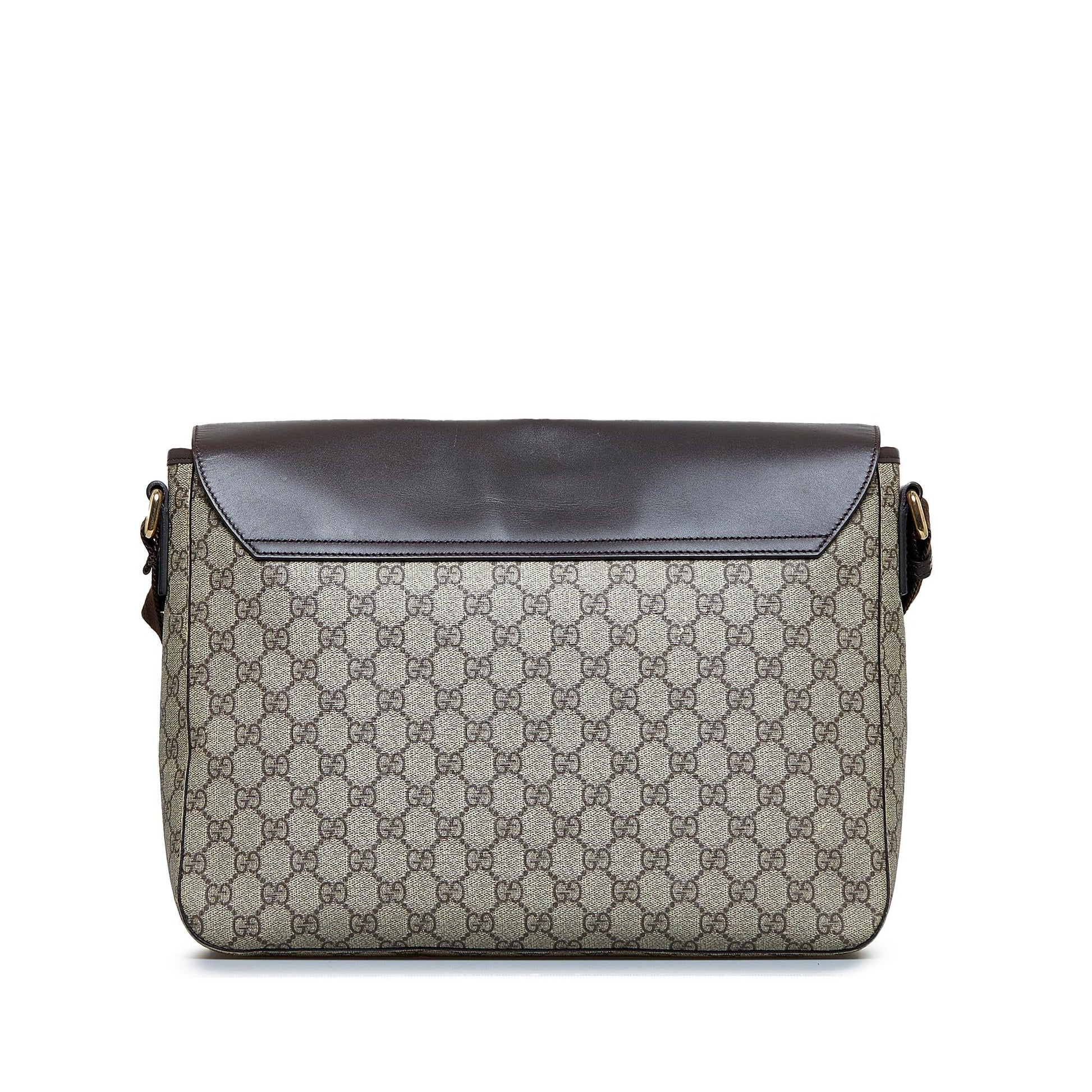 Gucci GG Supreme Messenger SHG-auy0Qj Canvas Brown Flap Crossbody Bag