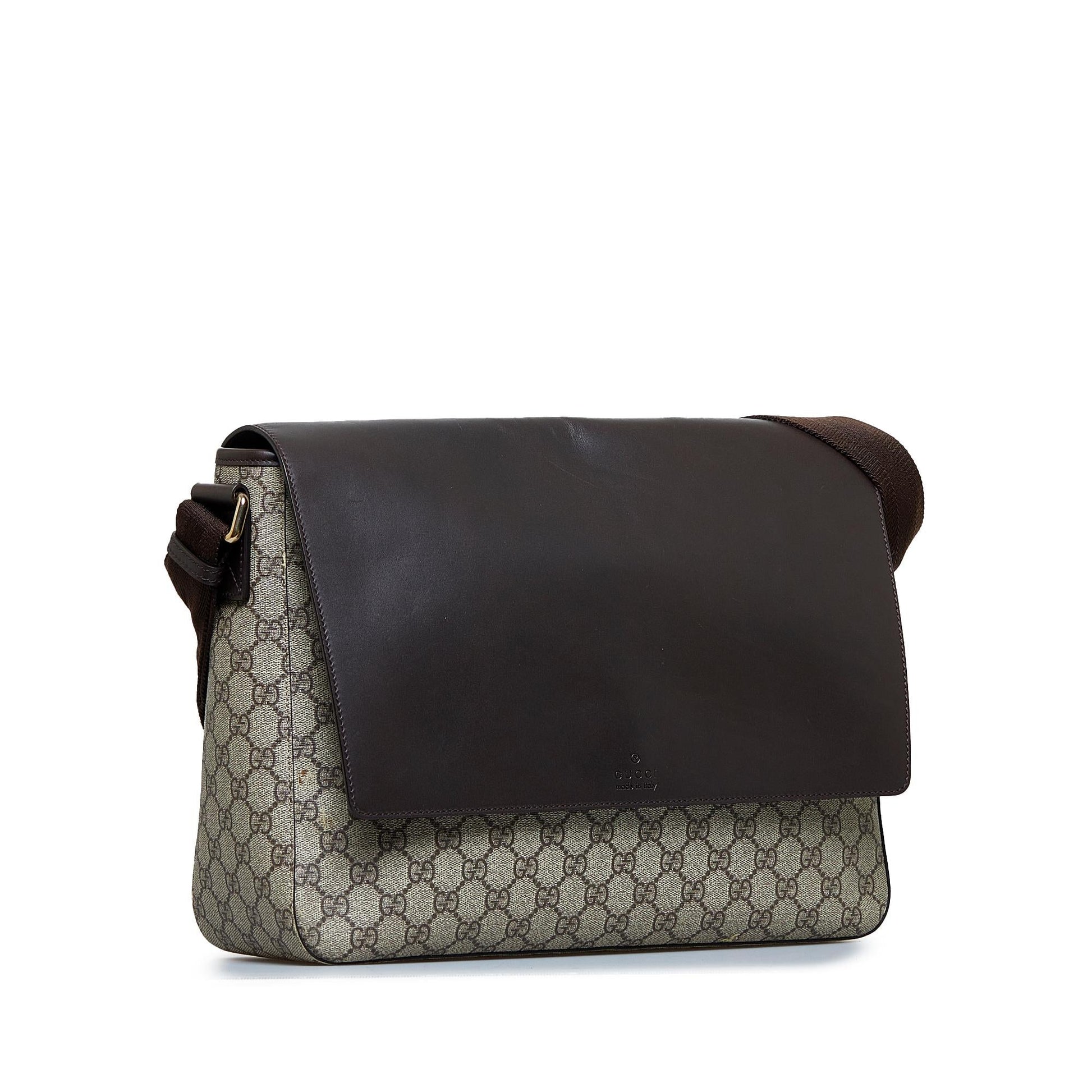 Gucci GG Supreme Messenger SHG-auy0Qj Canvas Brown Flap Crossbody Bag