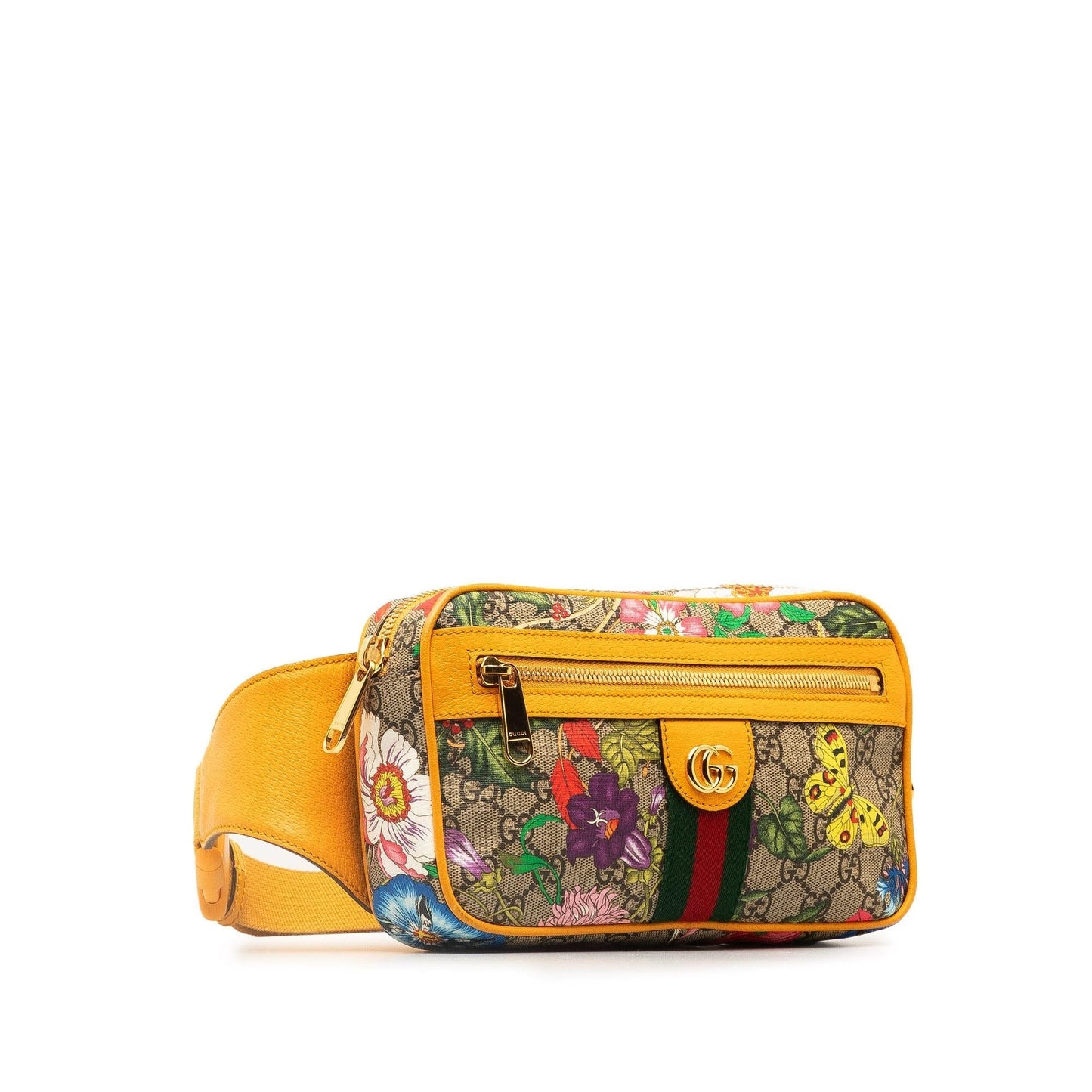 Gucci GG Supreme Flora Ophidia Belt Canvas Calf Brown Accessory