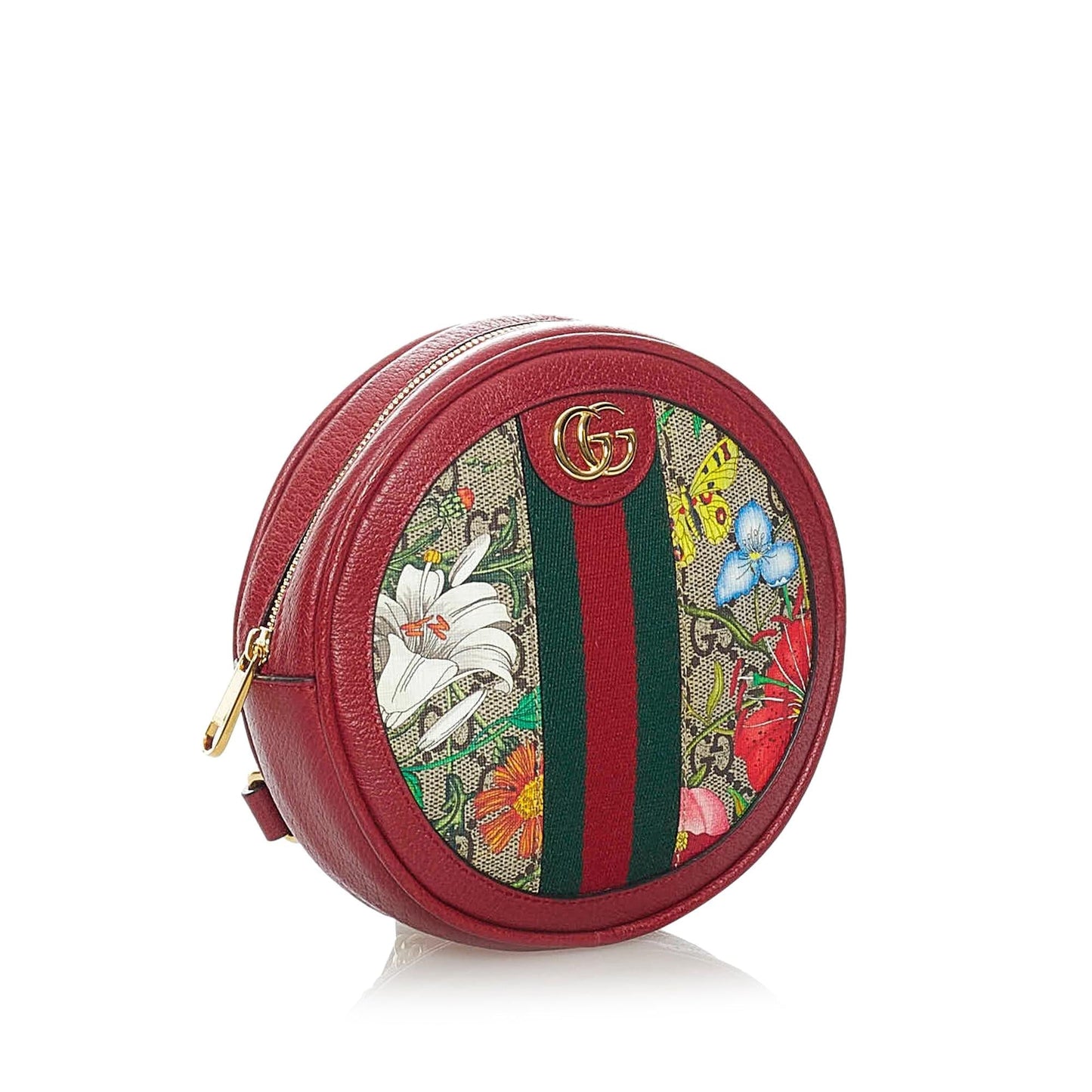 Gucci GG Supreme Flora Ophidia Round Canvas Red Backpack Backpack Shg