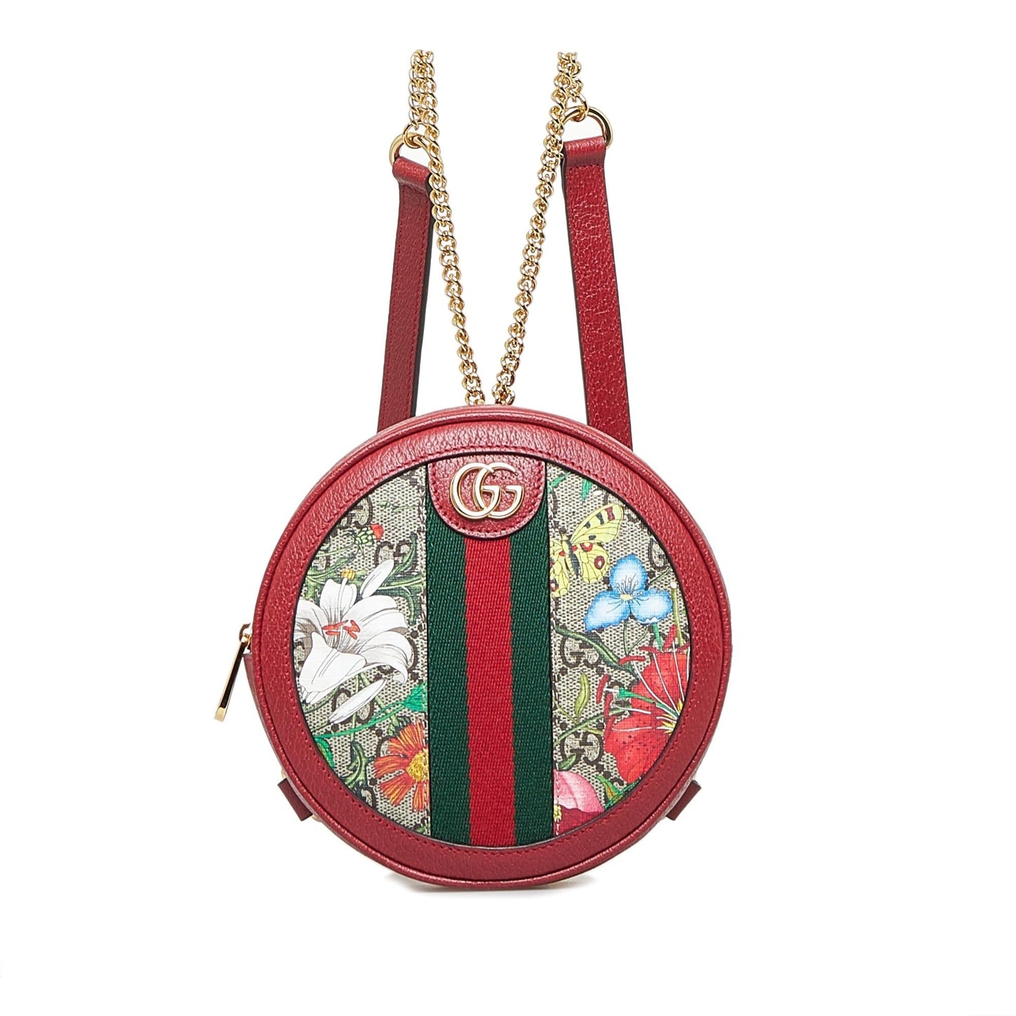 Gucci GG Supreme Flora Ophidia Round Canvas Red Backpack