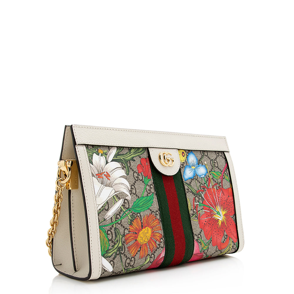 Gucci GG Supreme Flora Ophidia SHF-KjBjS9 Leather Canvas Nylon White Shoulder Bag