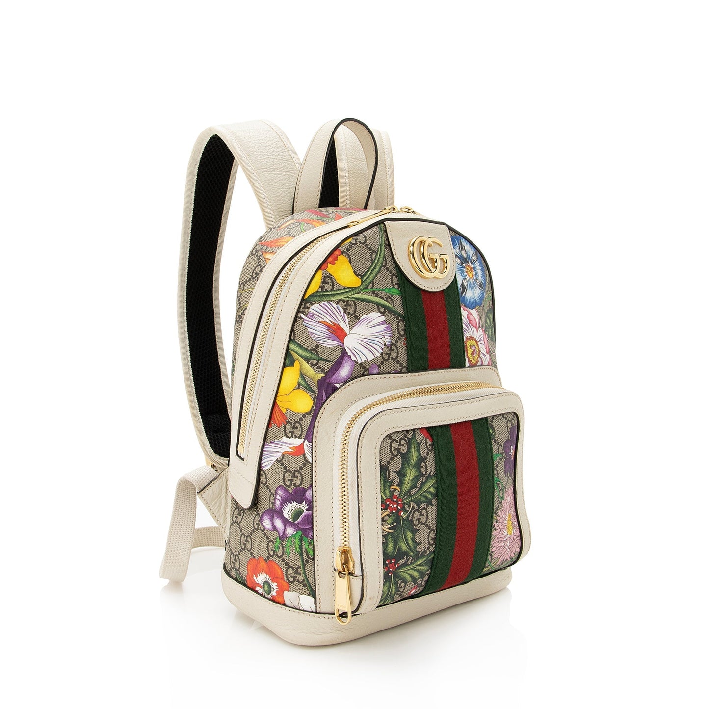 Gucci GG Supreme Flora Ophidia Backpack Leather Canvas Nylon Beige Shoulder Bag