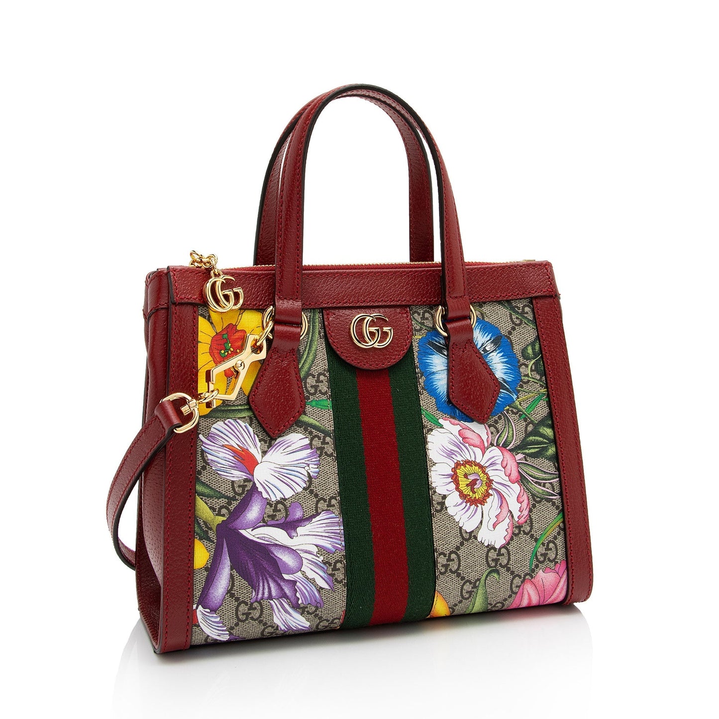 Gucci GG Supreme Flora Ophidia SHF-JvDcT5 Leather Canvas Nylon Beige Tote Bag