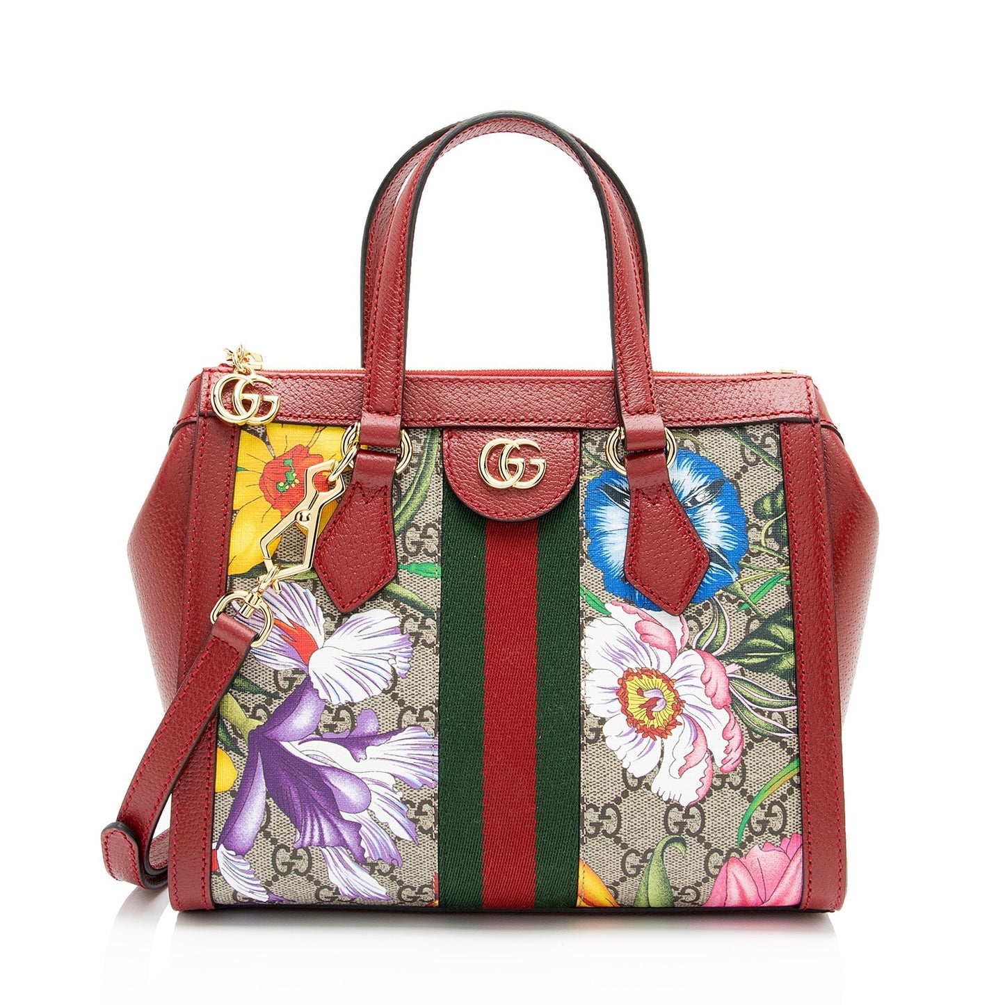 Gucci GG Supreme Flora Ophidia SHF-LuiJoi Leather Canvas Nylon Beige Tote Bag