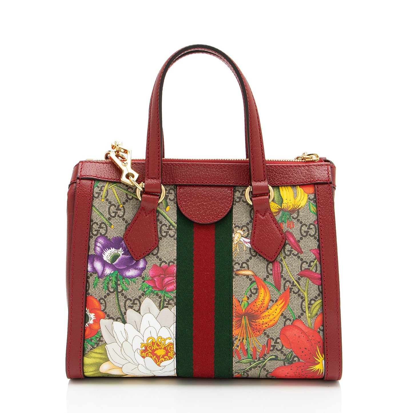 Gucci GG Supreme Flora Ophidia SHF-LiY5iE Leather Canvas Nylon Beige Tote Bag