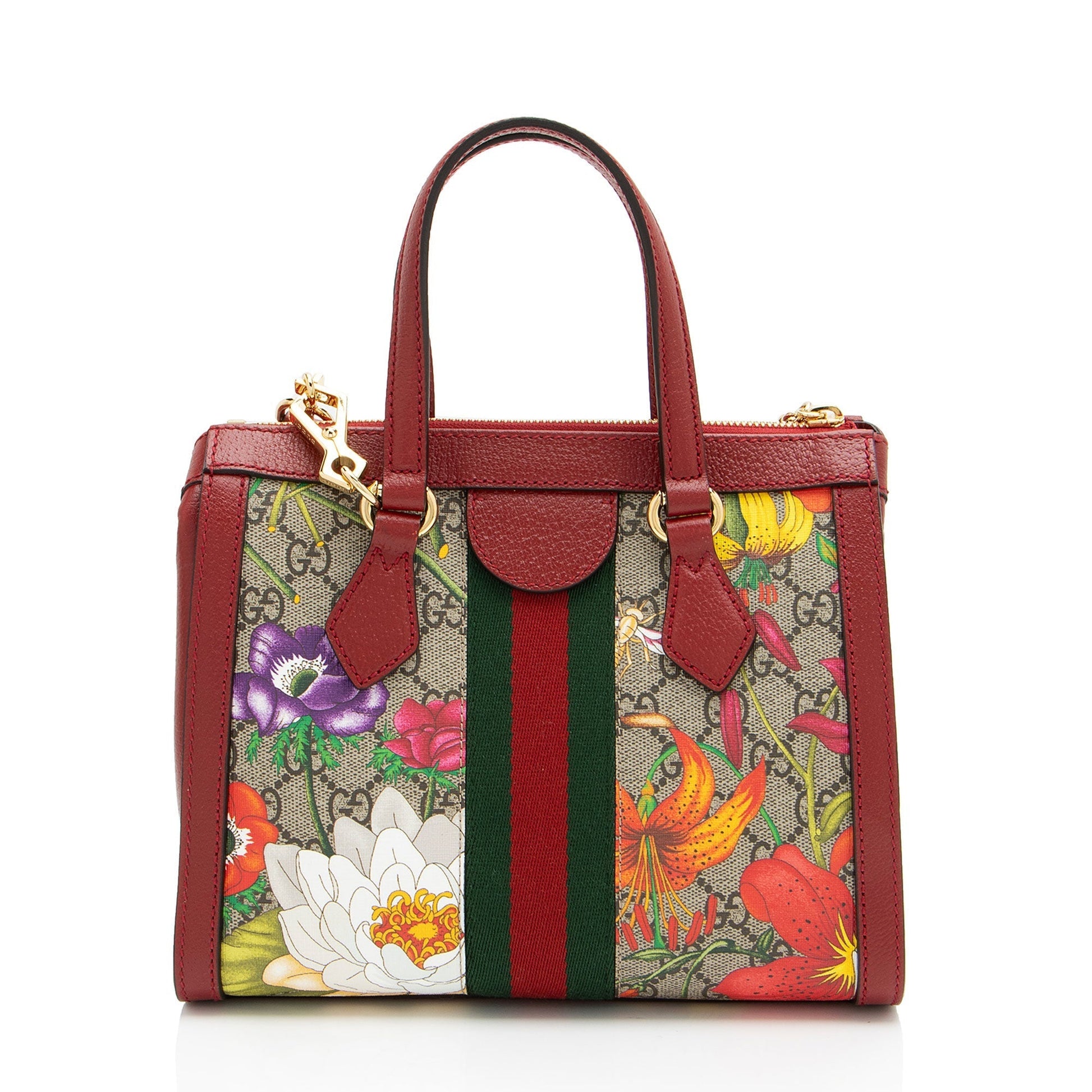 Gucci GG Supreme Flora Ophidia SHF-LiY5iE Leather Canvas Nylon Beige Tote Bag