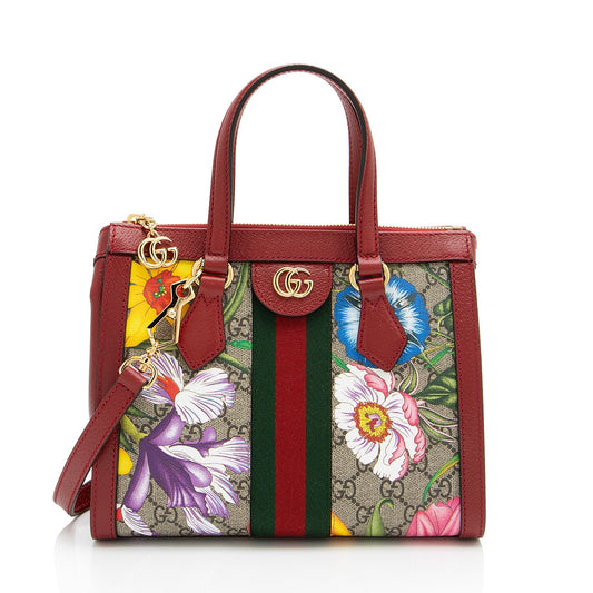 Gucci GG Supreme Flora Ophidia SHF-LiY5iE Leather Canvas Nylon Beige Tote Bag