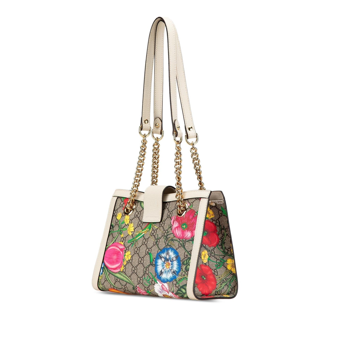 Gucci GG Supreme Flora Padlock Canvas Brown Shoulder Bag