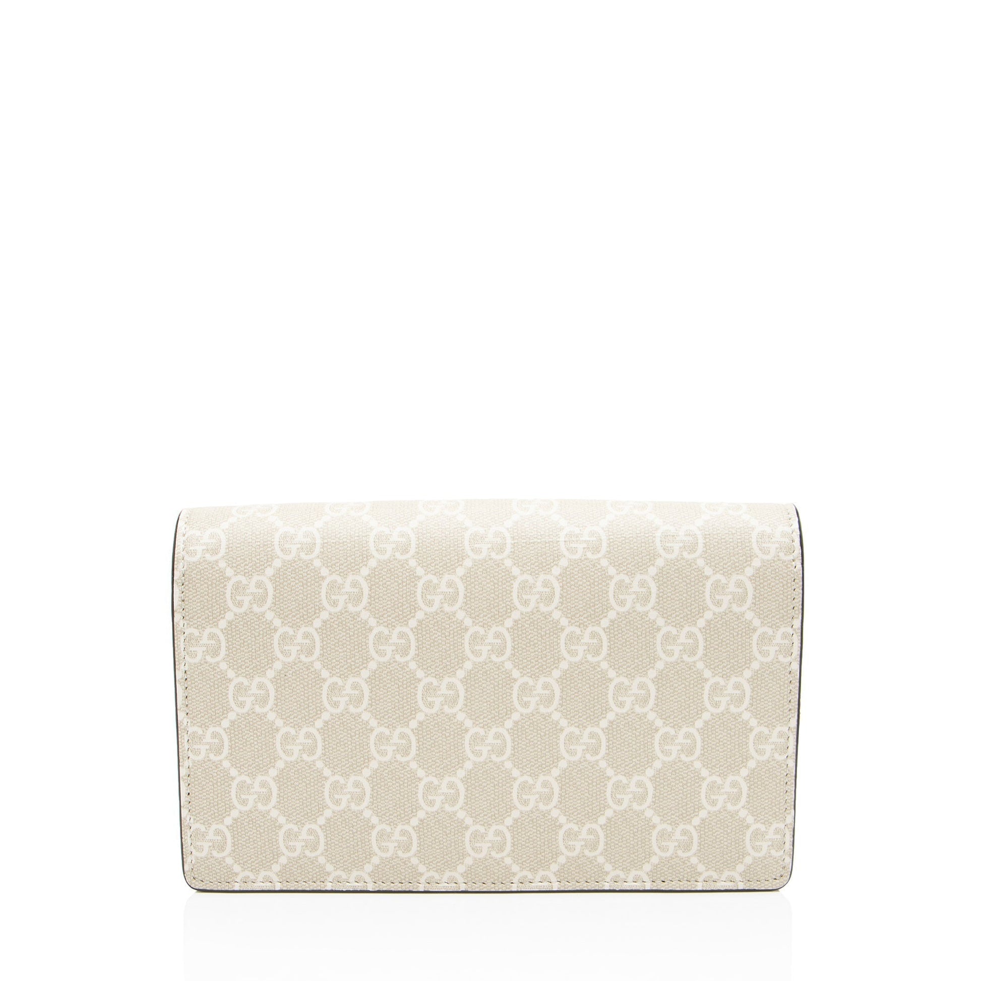 Gucci GG Supreme GG Marmont Chain Leather Canvas White Beige Crossbody Bag