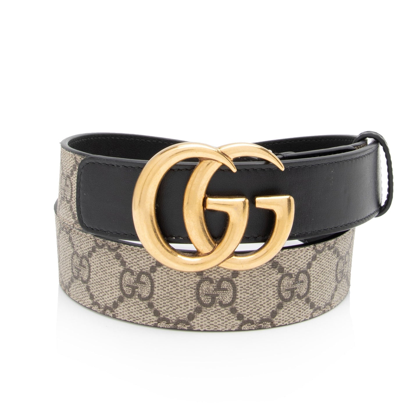 Gucci GG Supreme GG Marmont Narrow Leather Canvas Black Beige Accessory