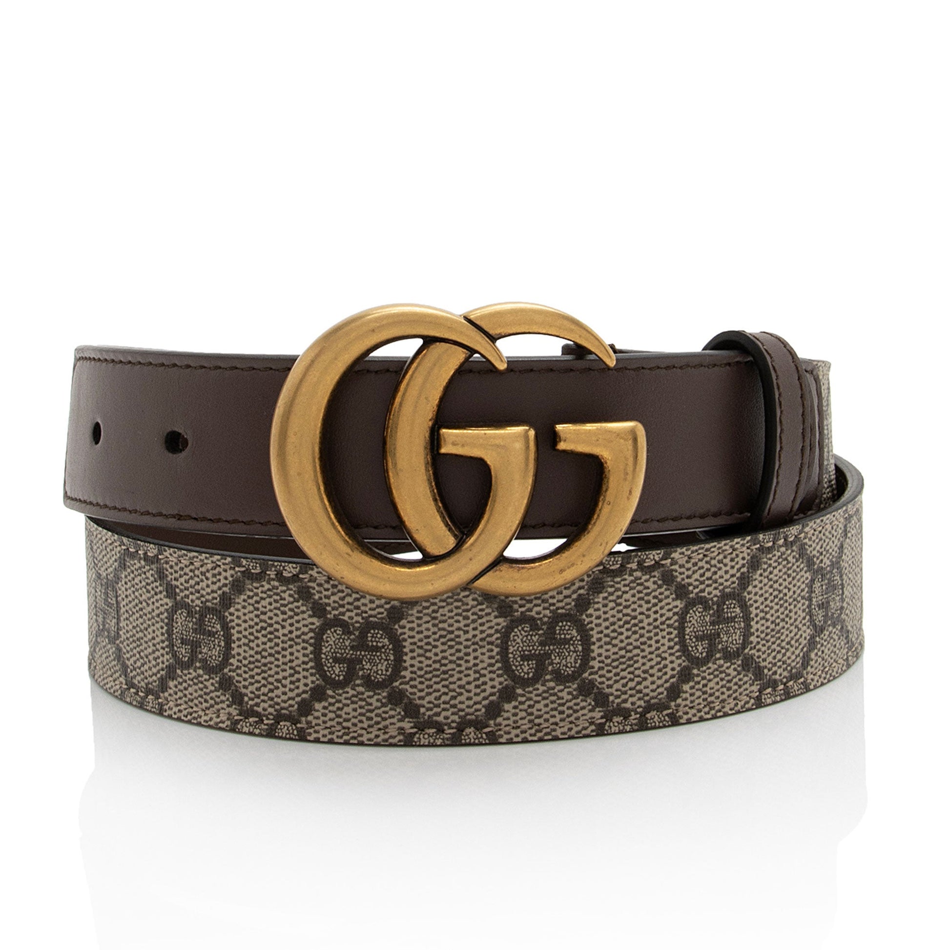 Gucci GG Supreme GG Marmont Narrow Leather Canvas Brown Beige Accessory