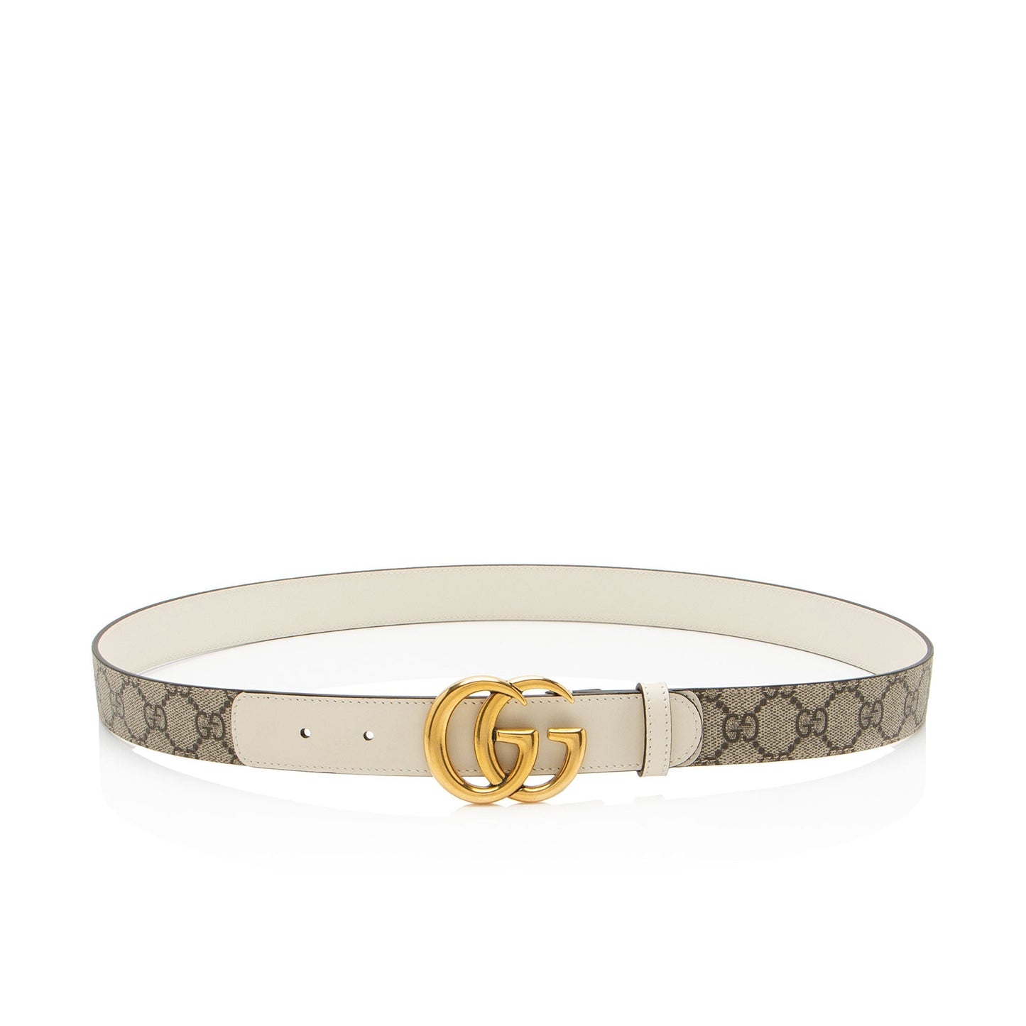Gucci GG Supreme GG Marmont Thin Leather Canvas White Brown Accessory