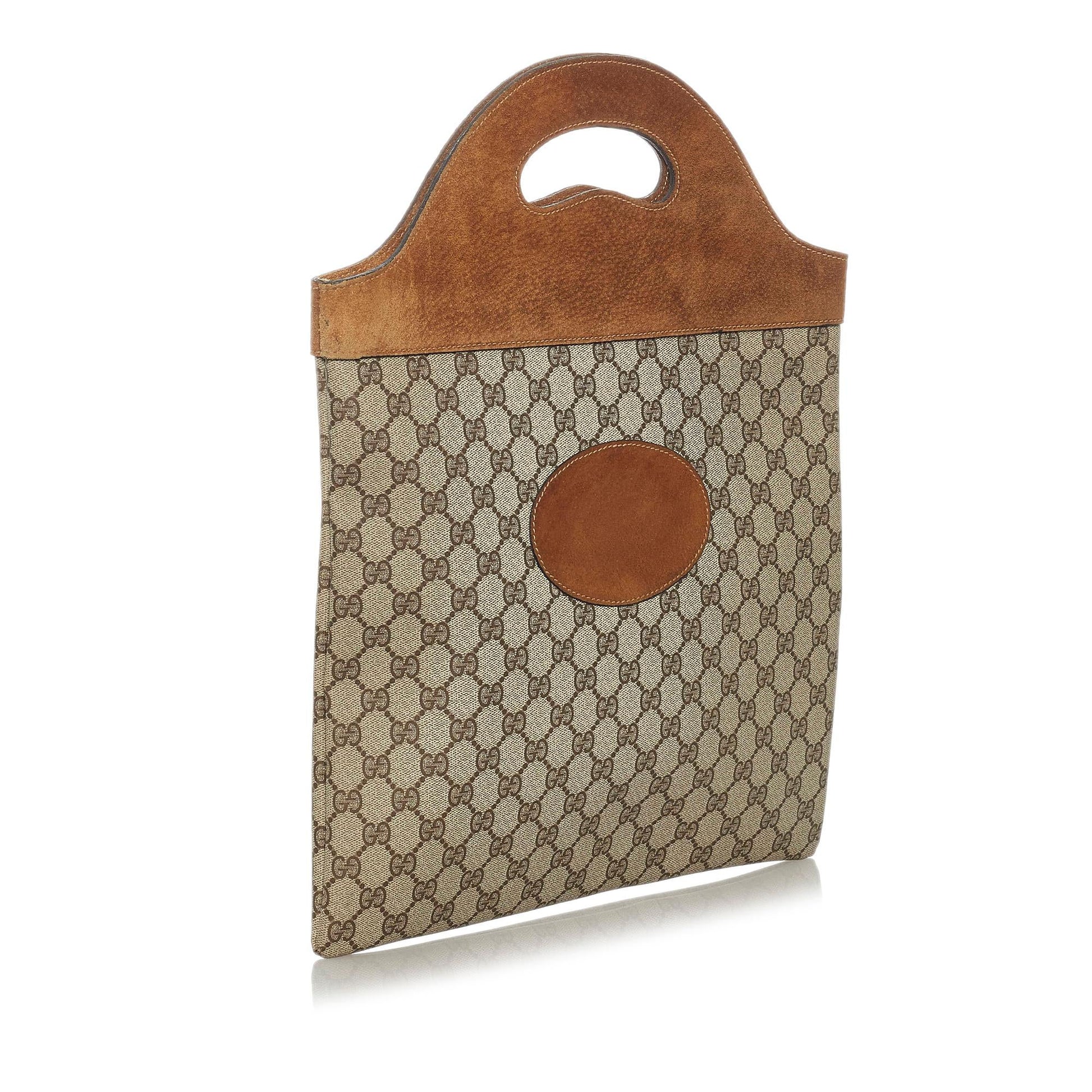 Gucci GG Supreme SHG Canvas Calf Brown Satchel Bag