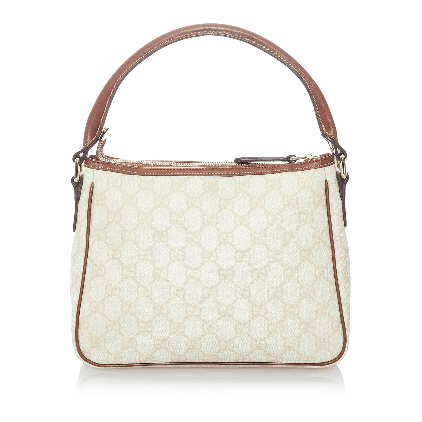 Gucci GG Supreme SHG Canvas White Brown Satchel Bag
