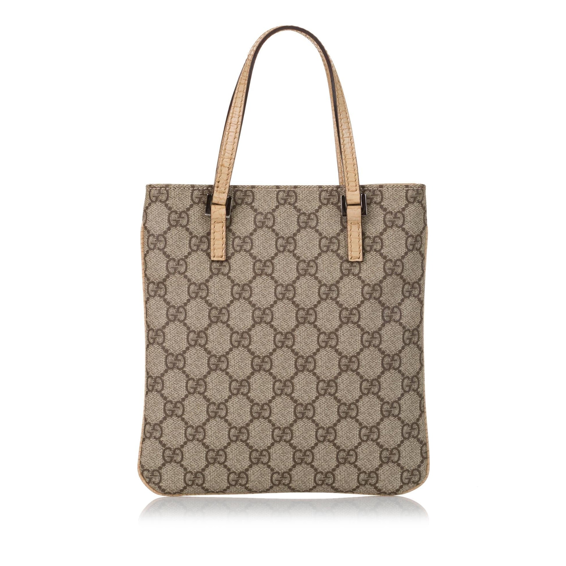 Gucci GG Supreme SHG Canvas Calf Brown Satchel Bag Handbag Shg