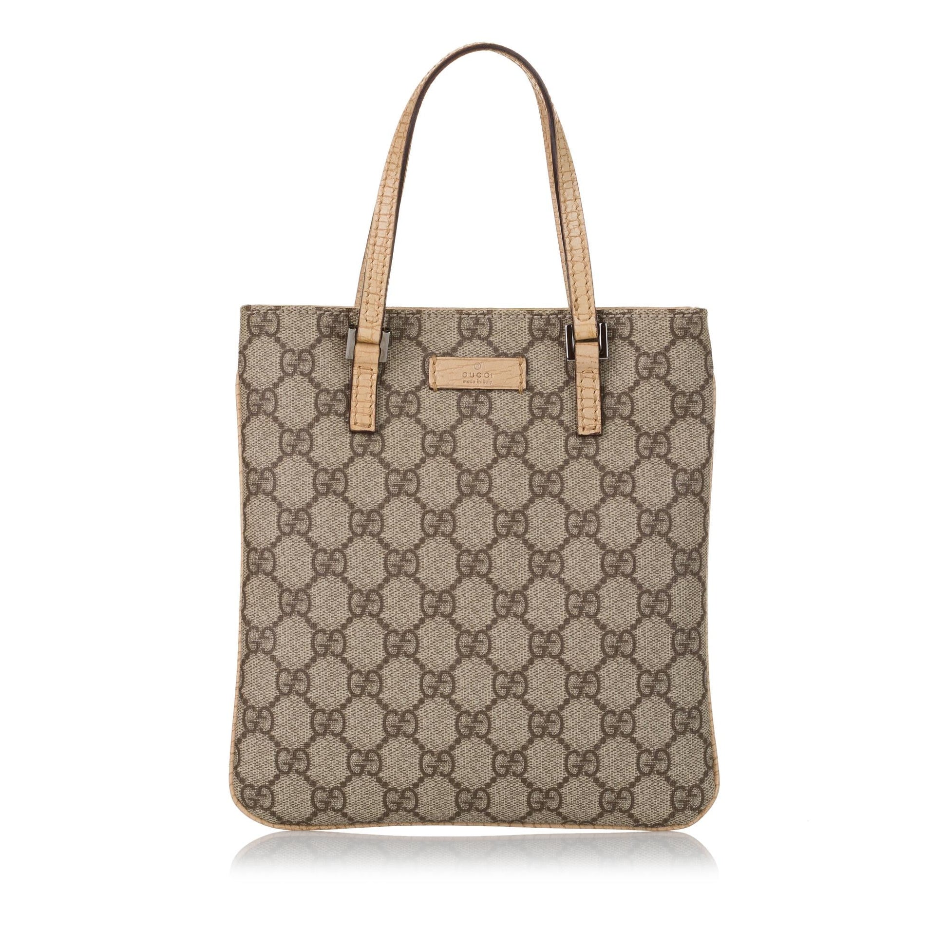 Gucci GG Supreme SHG Canvas Calf Brown Satchel Bag Handbag Shg