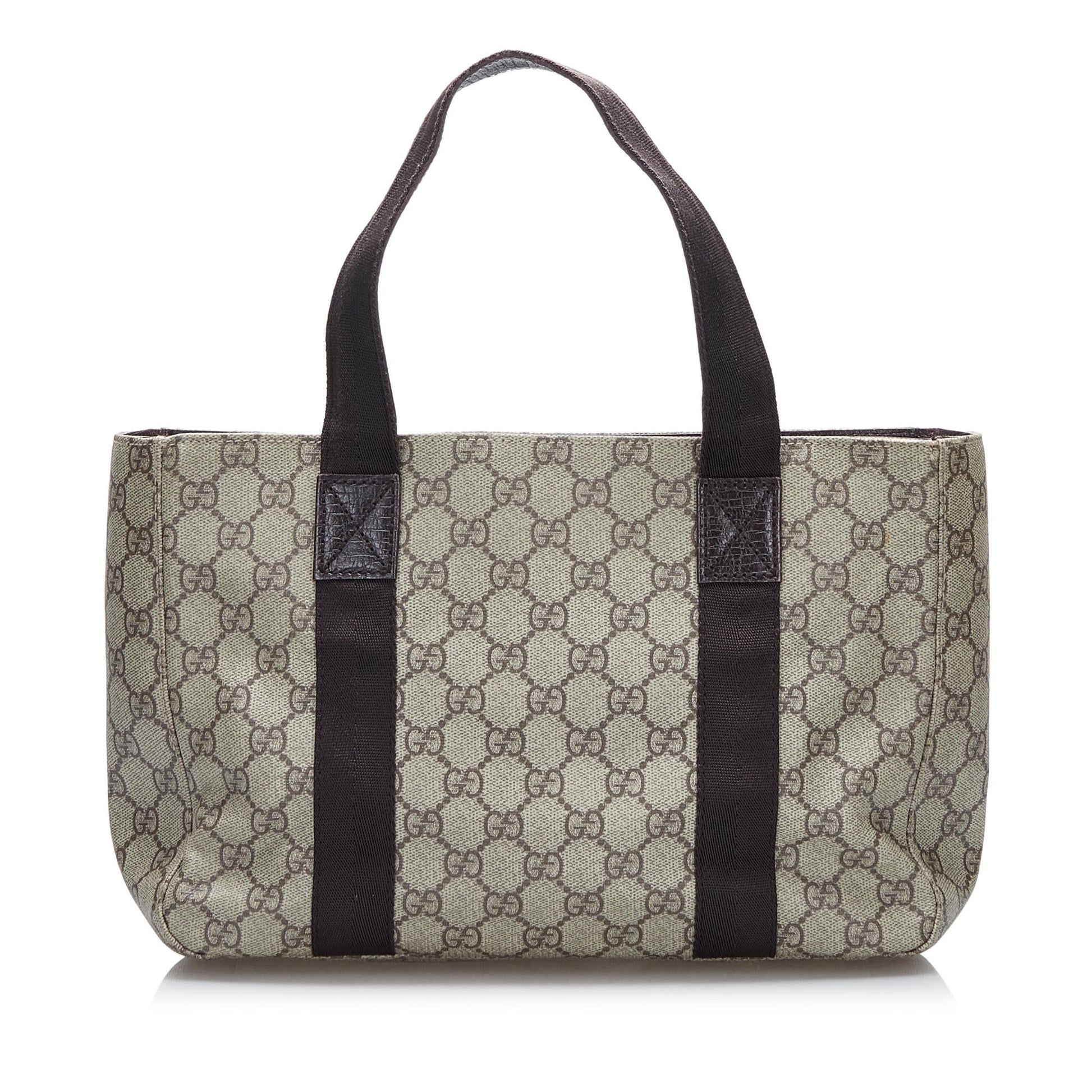 Gucci GG Supreme SHG Canvas Brown Satchel Bag Handbag Shg