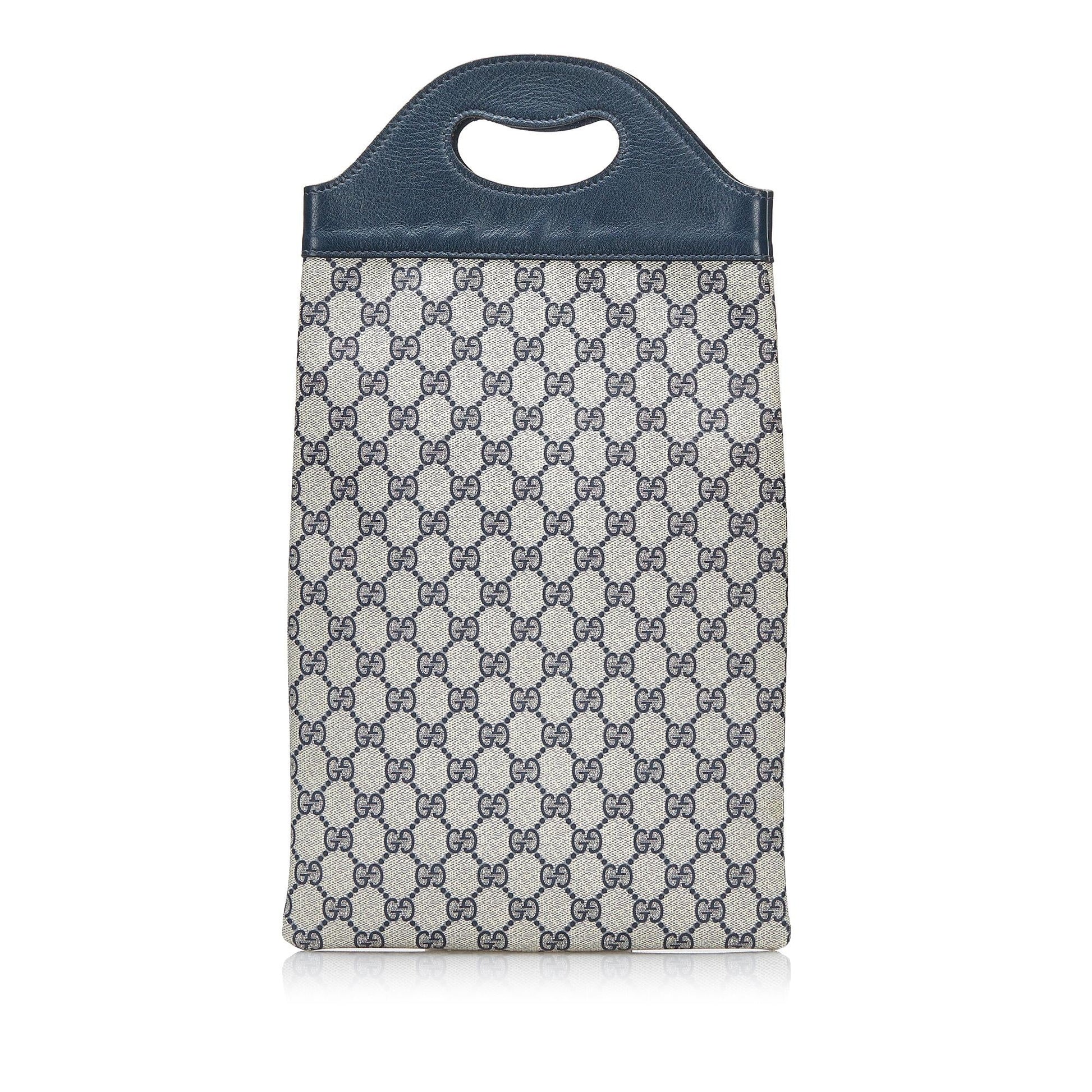 Gucci GG Supreme SHG-jOhNEg Canvas Calf Blue Grey Satchel Bag
