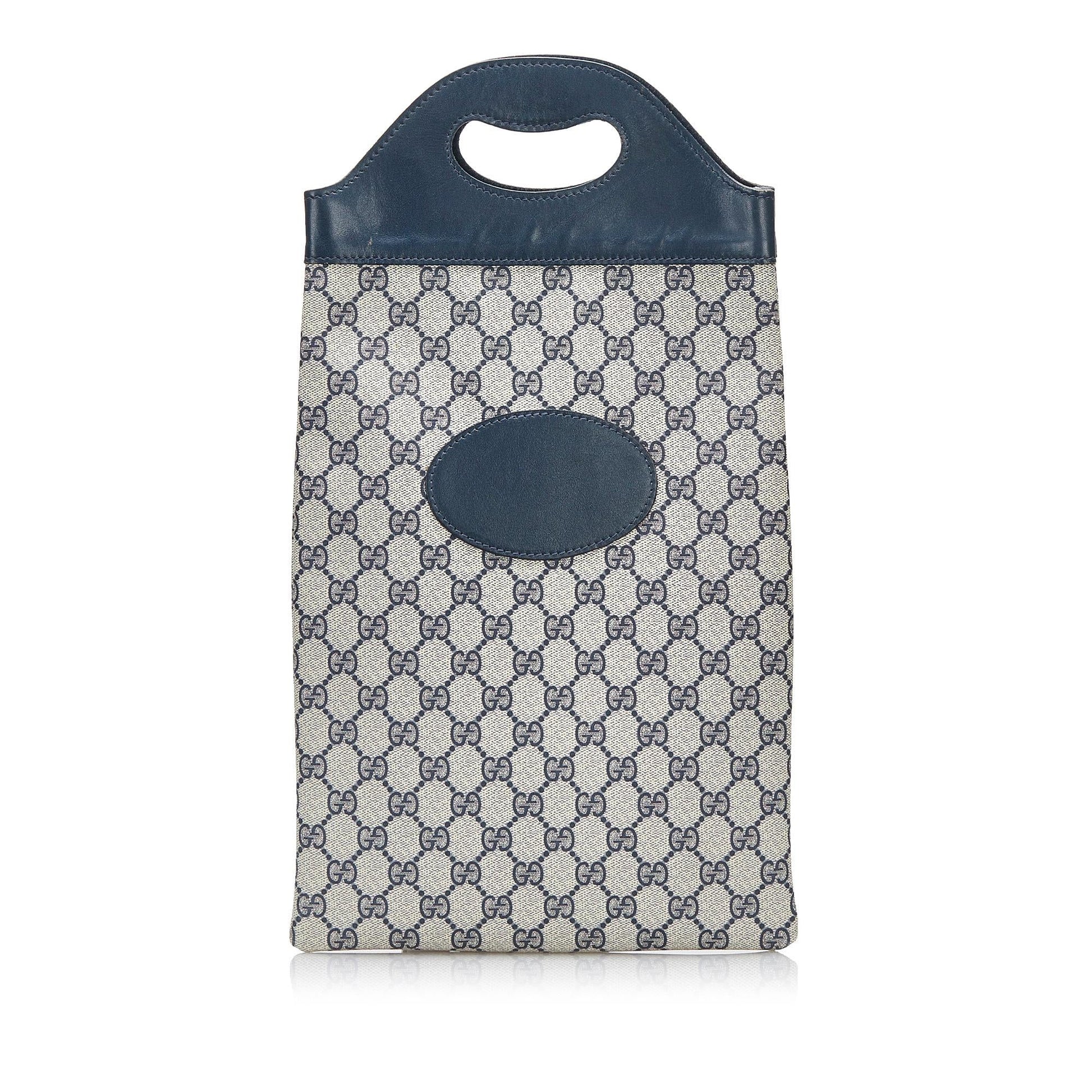Gucci GG Supreme SHG-jOhNEg Canvas Calf Blue Grey Satchel Bag