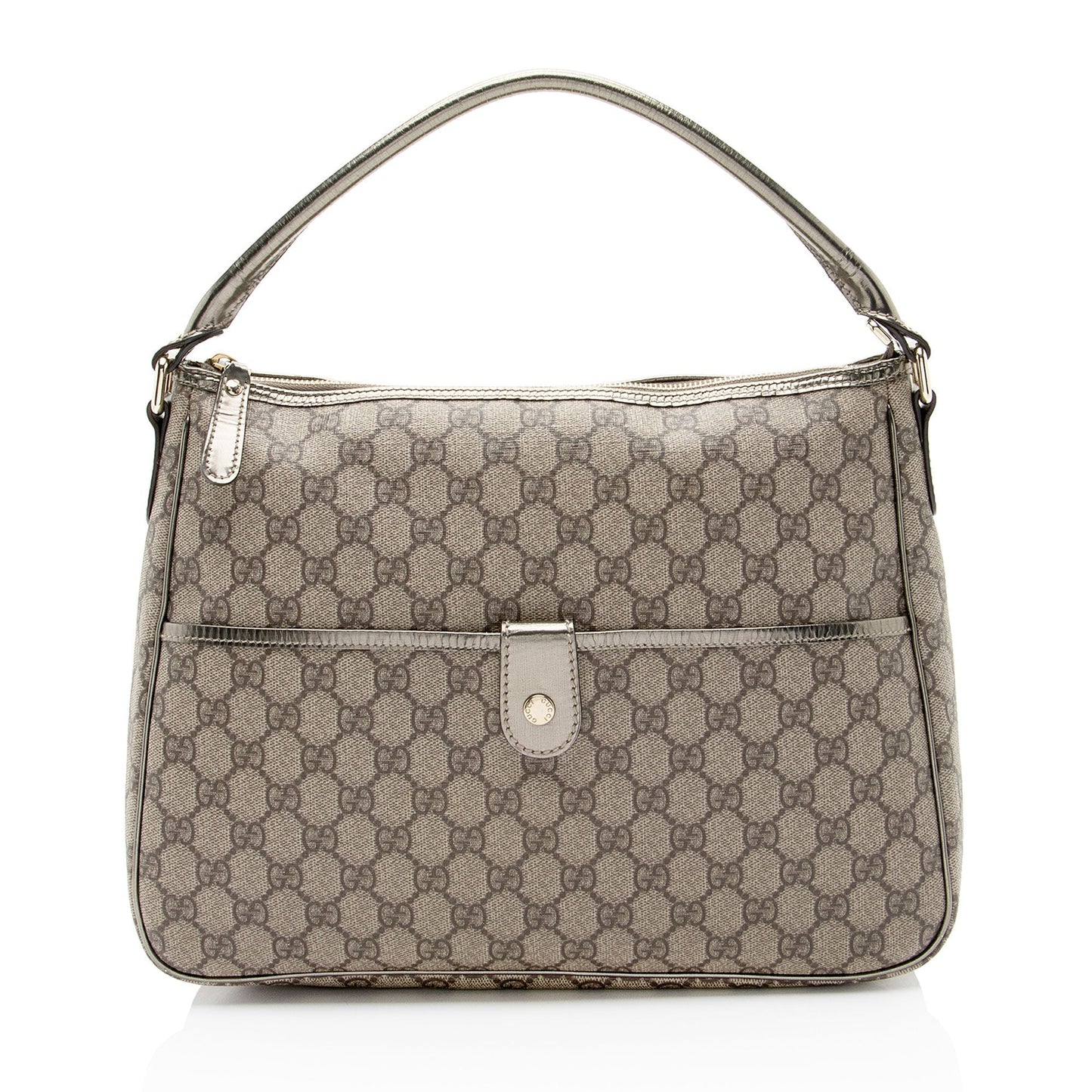 Gucci GG Supreme Pocket SHF-hYDufh Leather Canvas Brown Beige Shoulder Bag
