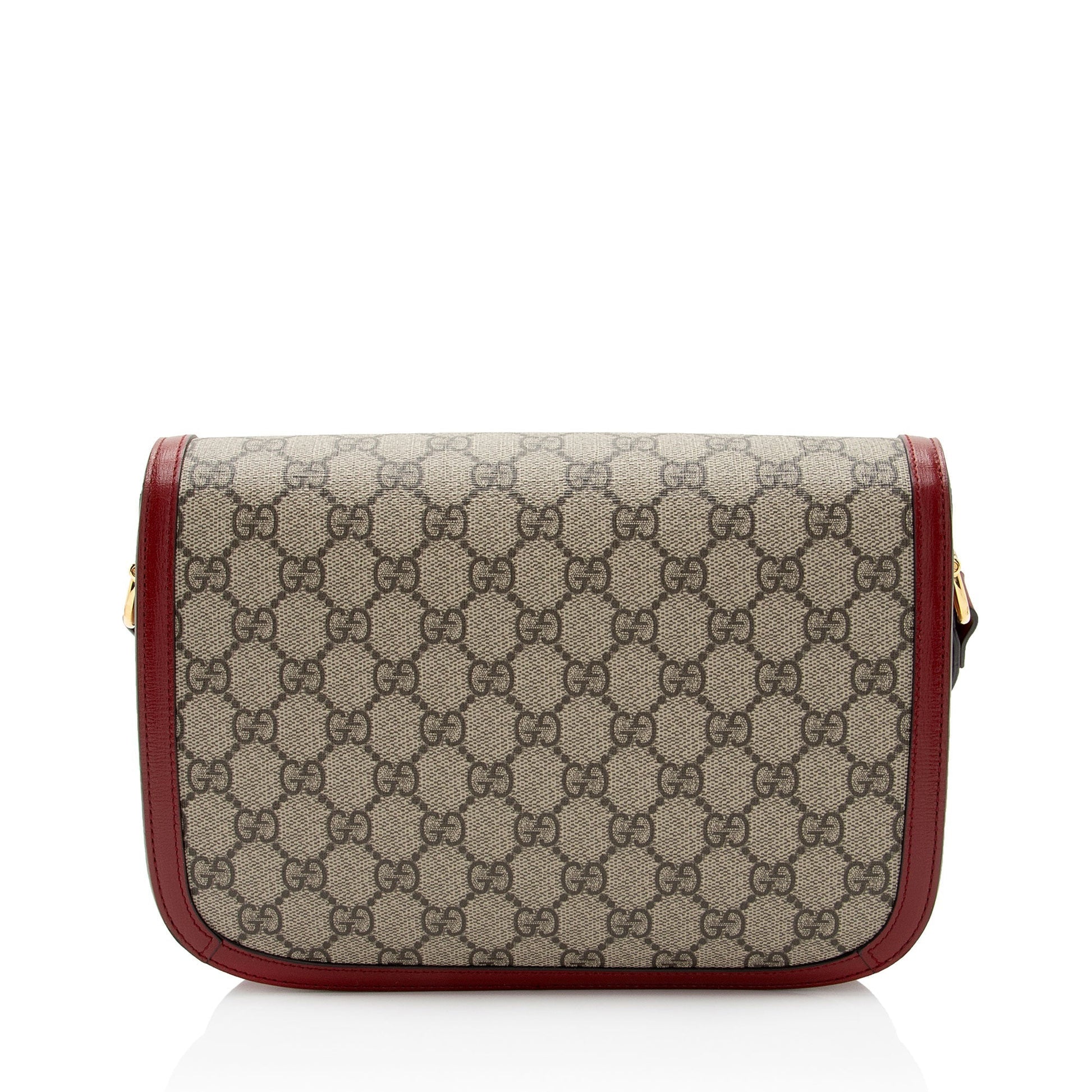 Gucci GG Supreme Horsebit SHF-aGjQ4R Leather Canvas Beige Red Crossbody Bag