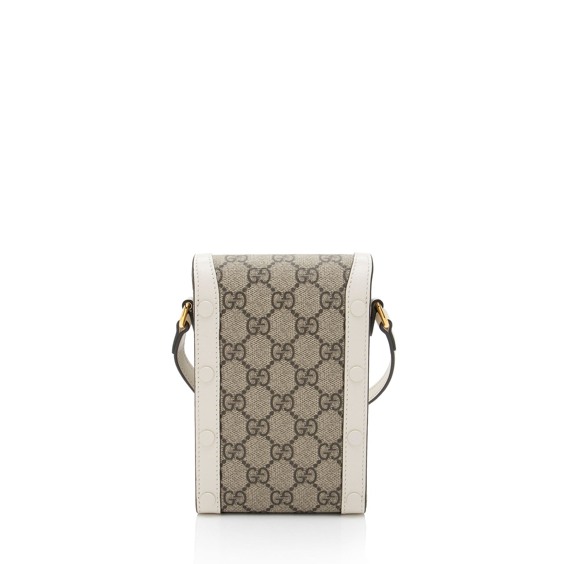 Gucci GG Supreme Horsebit Vertical SHF-eO3rqs Leather Canvas White Beige Crossbody Bag
