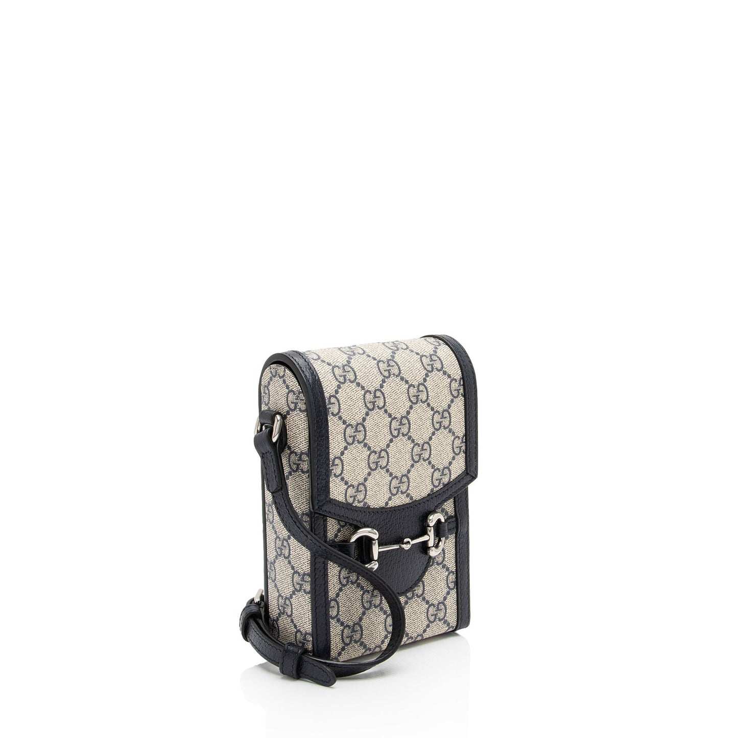 Gucci GG Supreme Horsebit Vertical SHF-QFKbub Leather Canvas Beige Blue Crossbody Bag