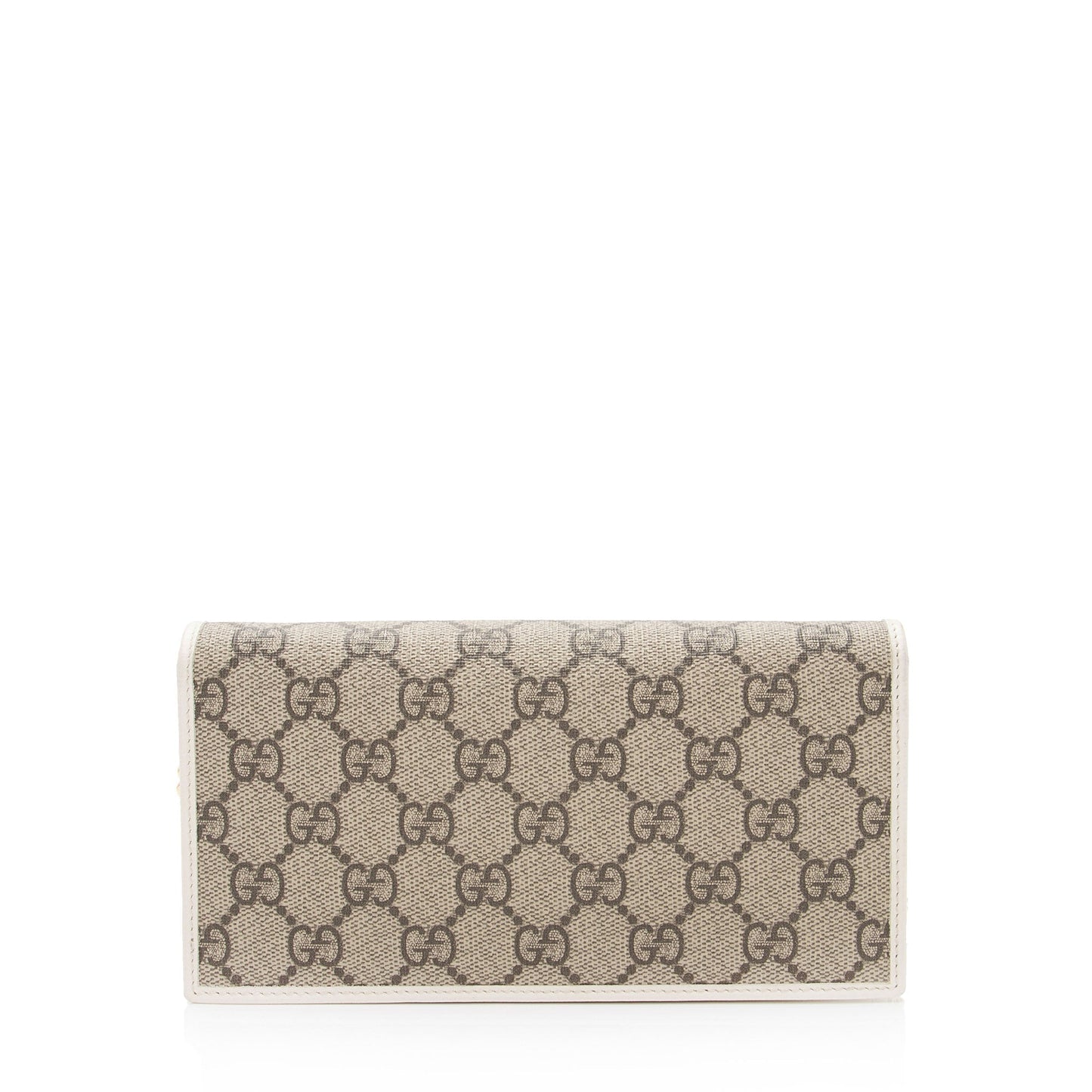 Gucci GG Supreme Horsebit Wallet on Leather Canvas White Beige Crossbody Bag