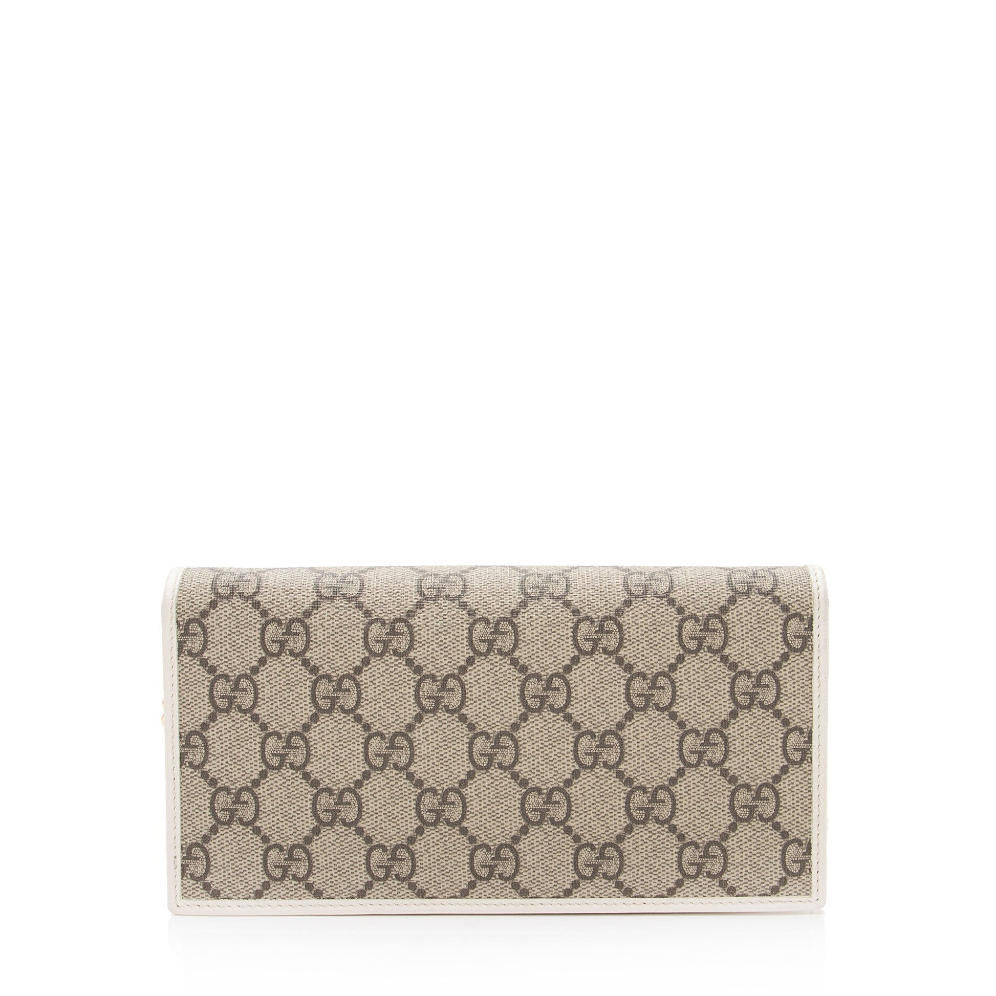 Gucci GG Supreme Horsebit Wallet on Leather Canvas White Beige Crossbody Bag