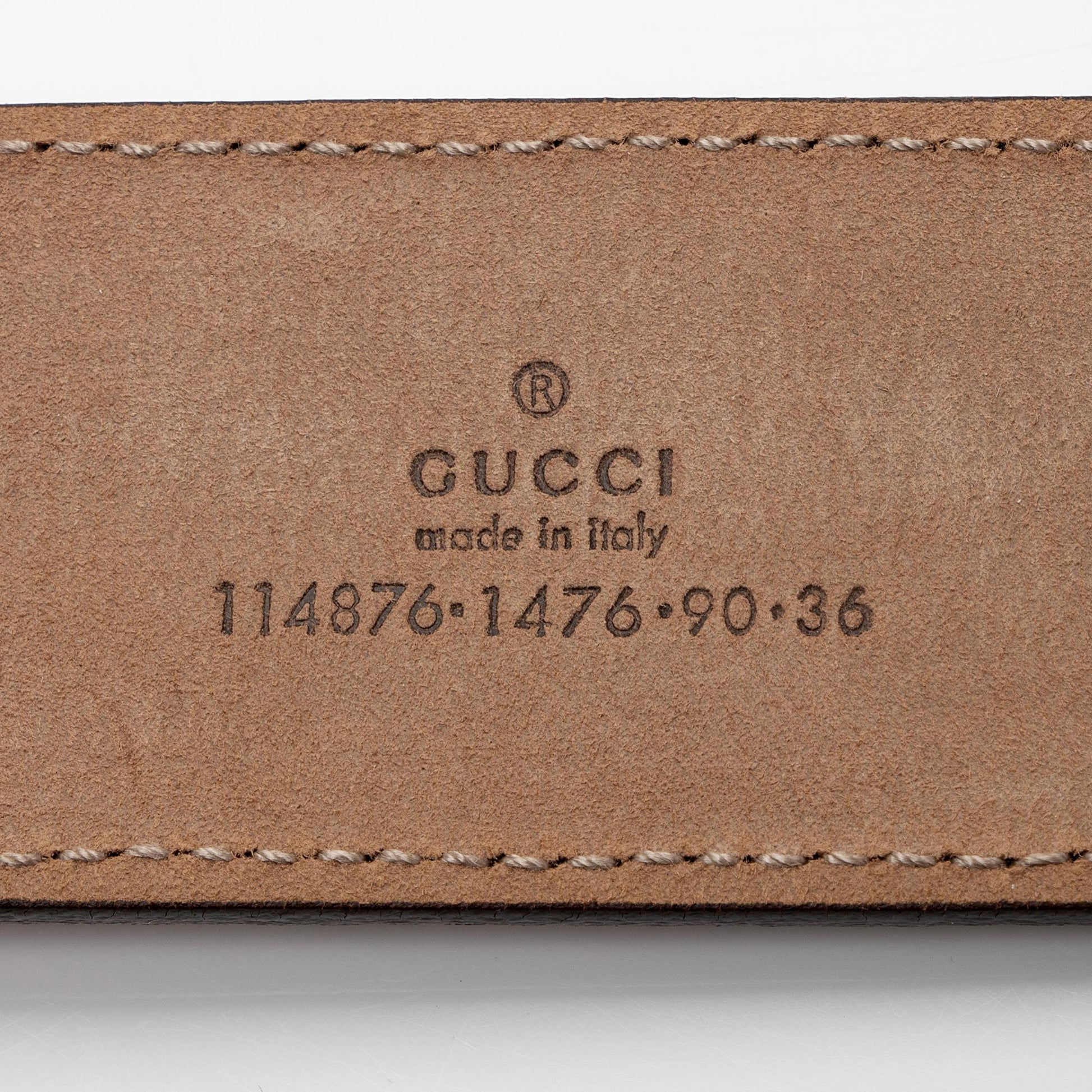 Gucci GG Supreme Interlocking G Belt Leather Canvas Beige Red Accessory