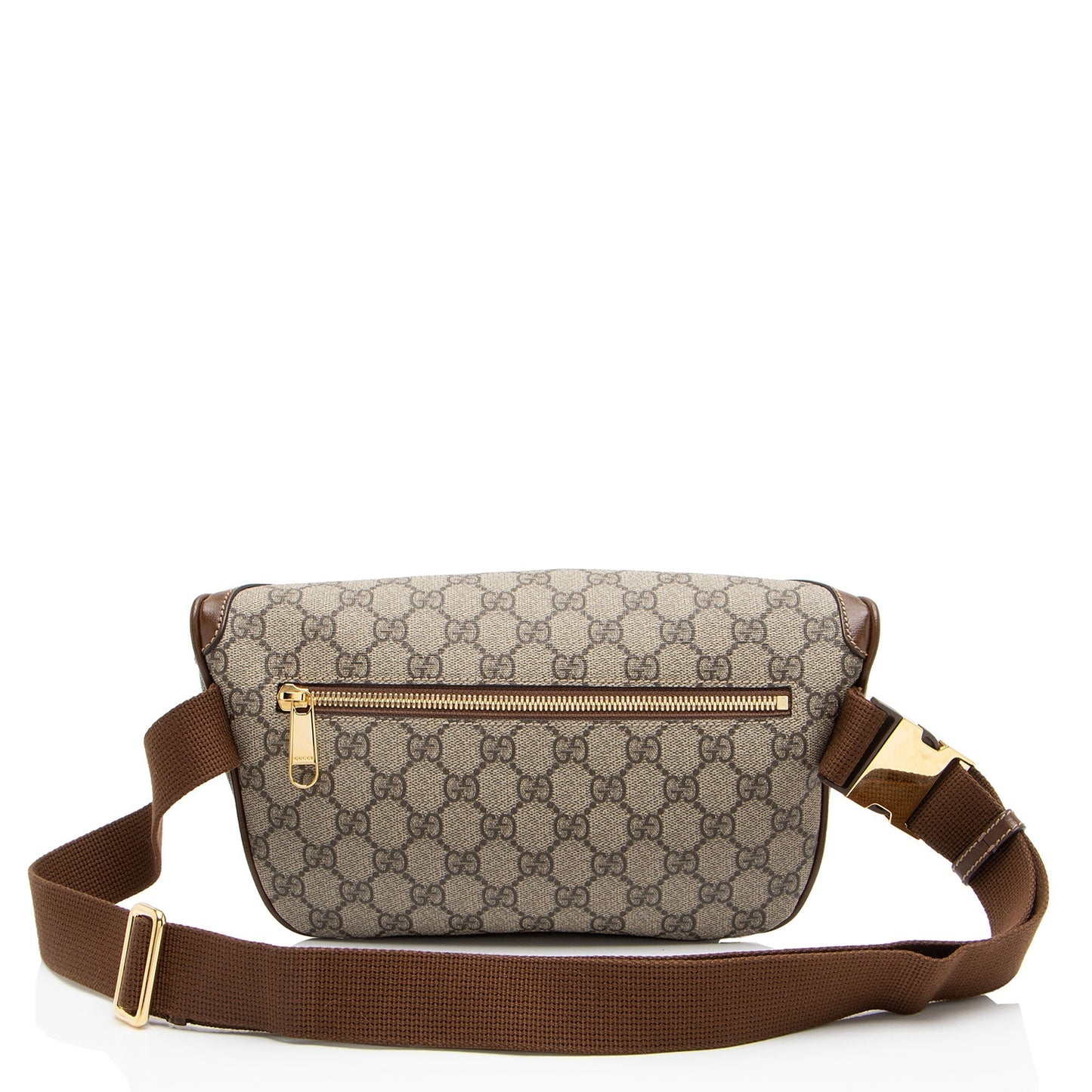 Gucci GG Supreme Interlocking G Belt Leather Canvas Nylon Brown Accessory
