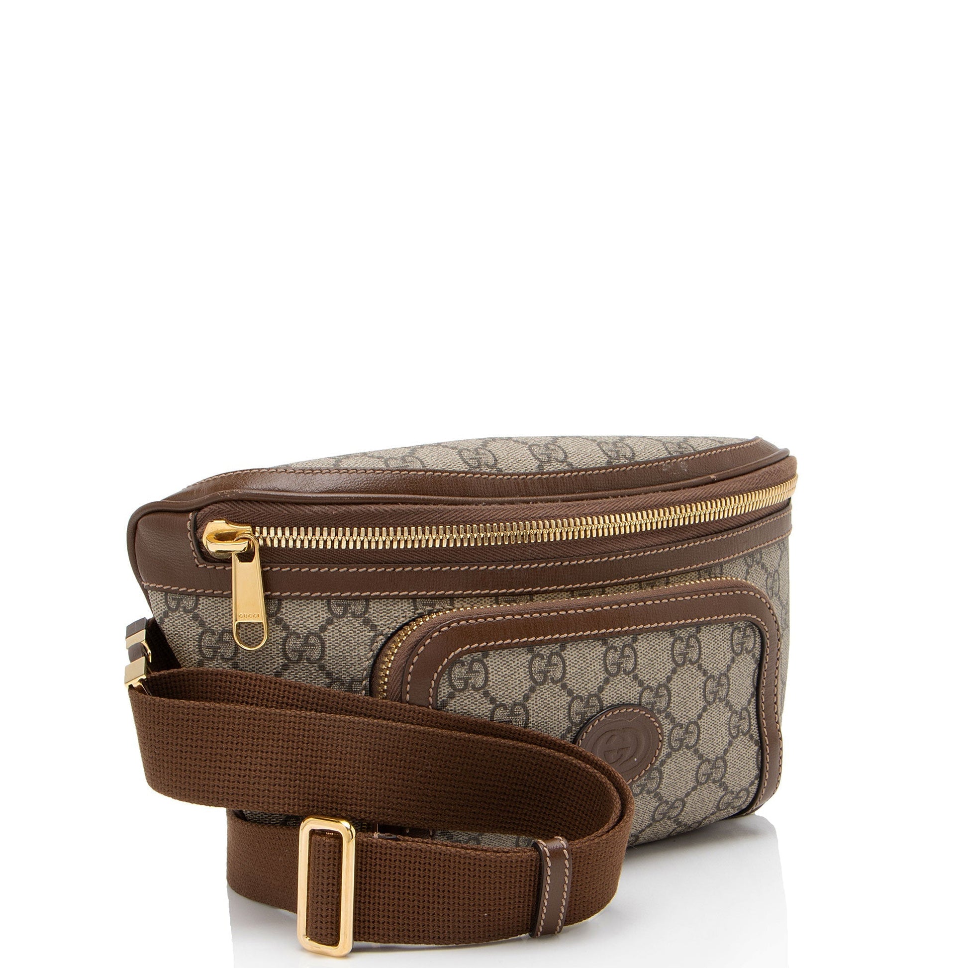Gucci GG Supreme Interlocking G Belt Leather Canvas Nylon Brown Accessory