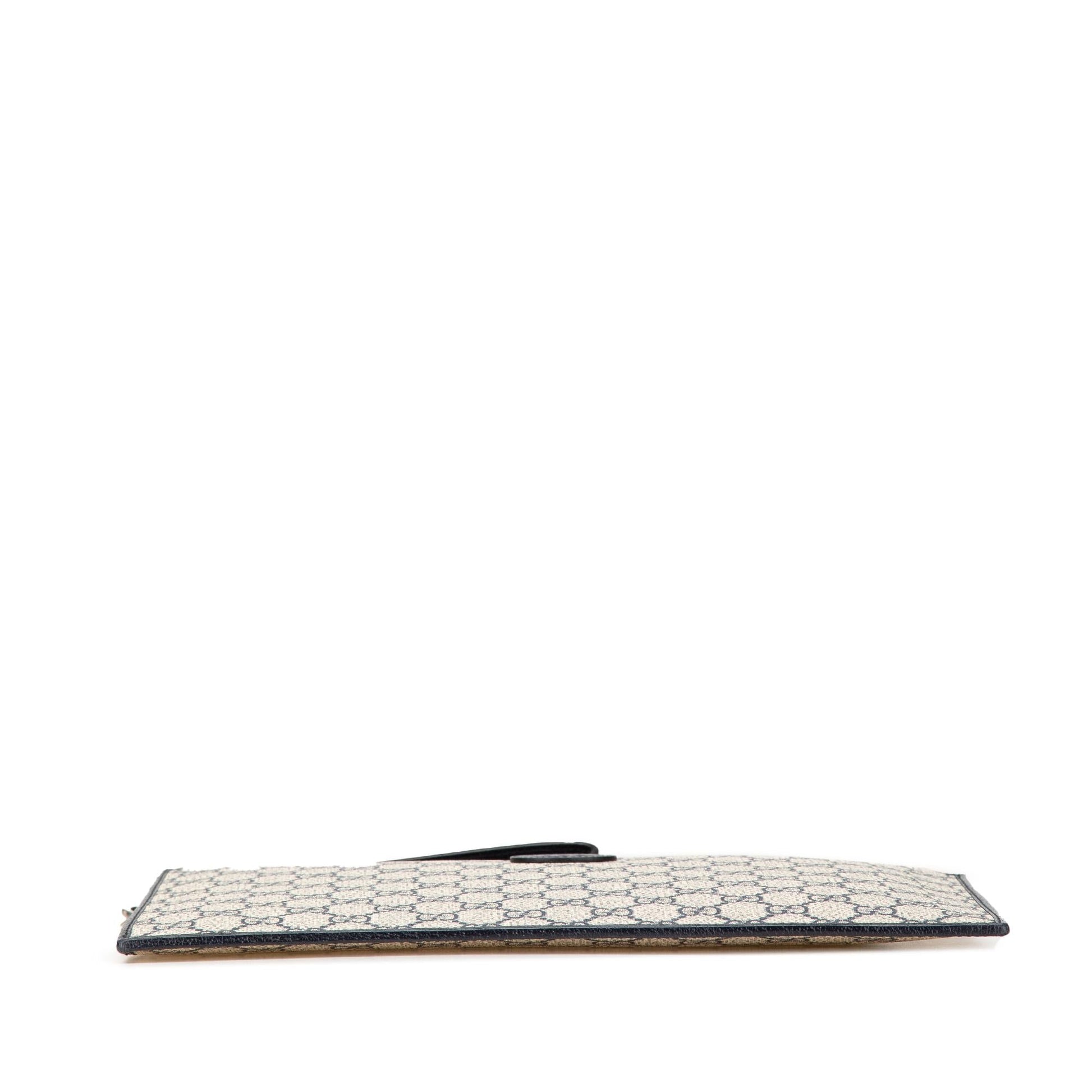 Gucci GG Supreme Interlocking G Canvas Calf Brown Clutch Bag