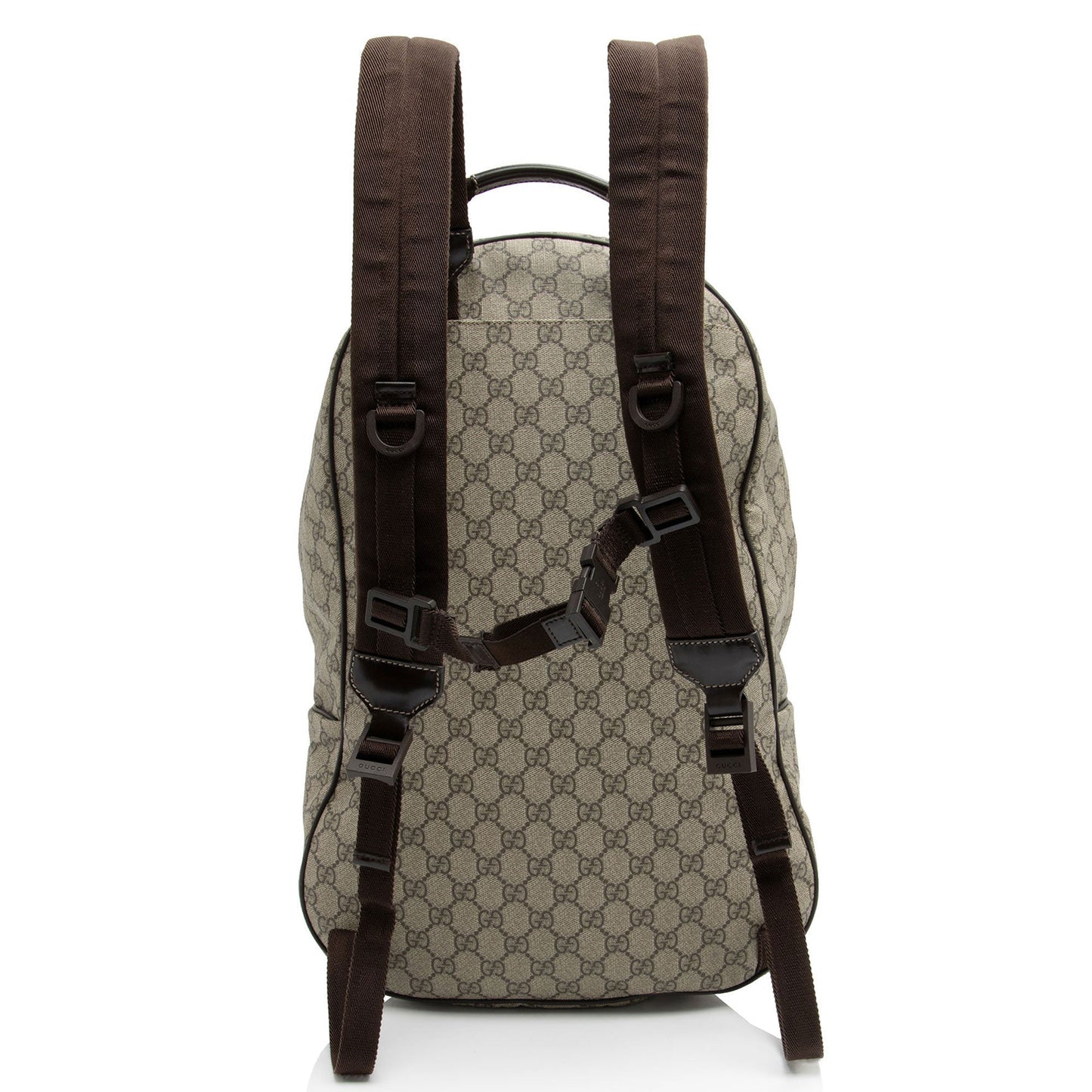 Gucci GG Supreme Interlocking G Backpack Leather Canvas Nylon Brown Shoulder Bag