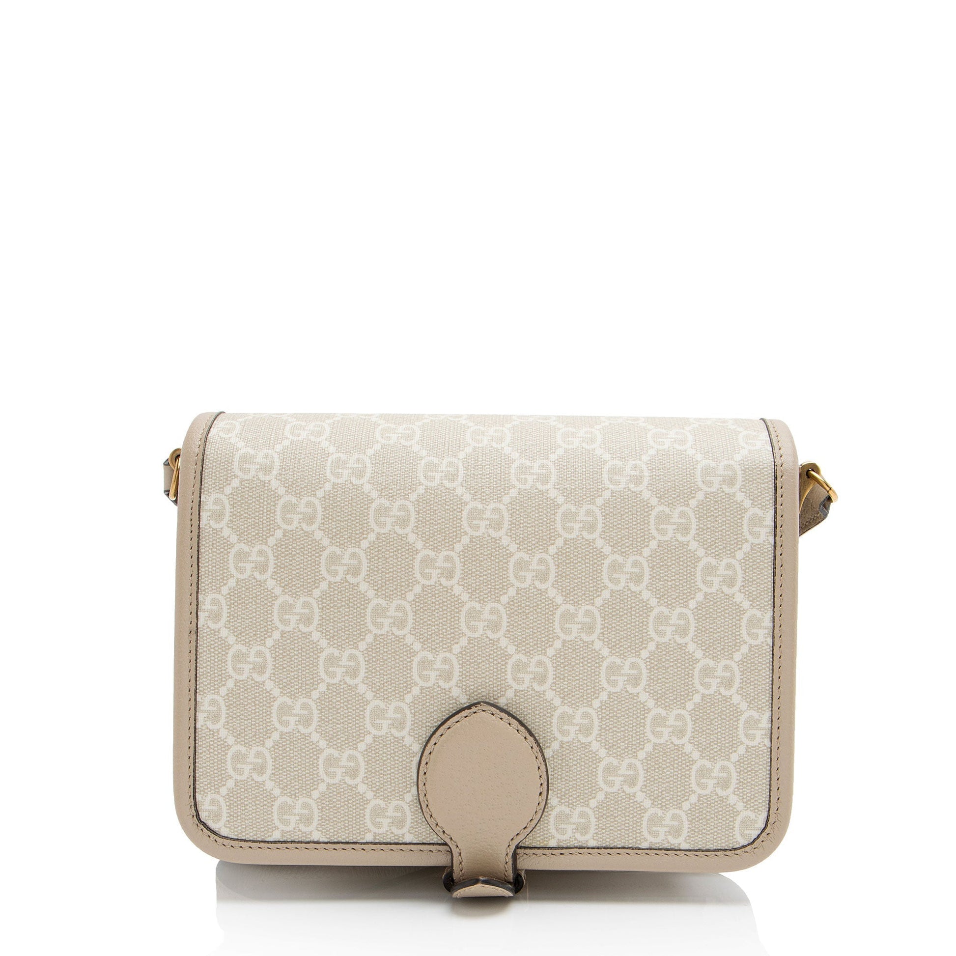 Gucci GG Supreme Interlocking G Leather Canvas Beige Mini Crossbody Bag