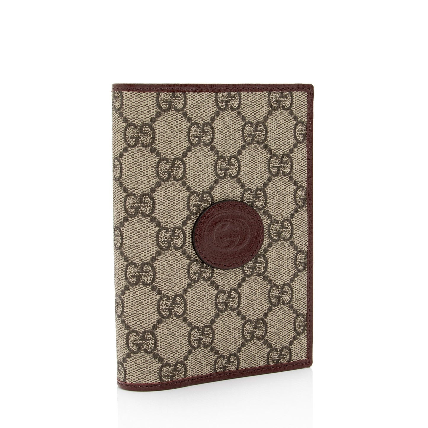 Gucci GG Supreme Interlocking G Passport Leather Canvas Beige Red Travel Bag