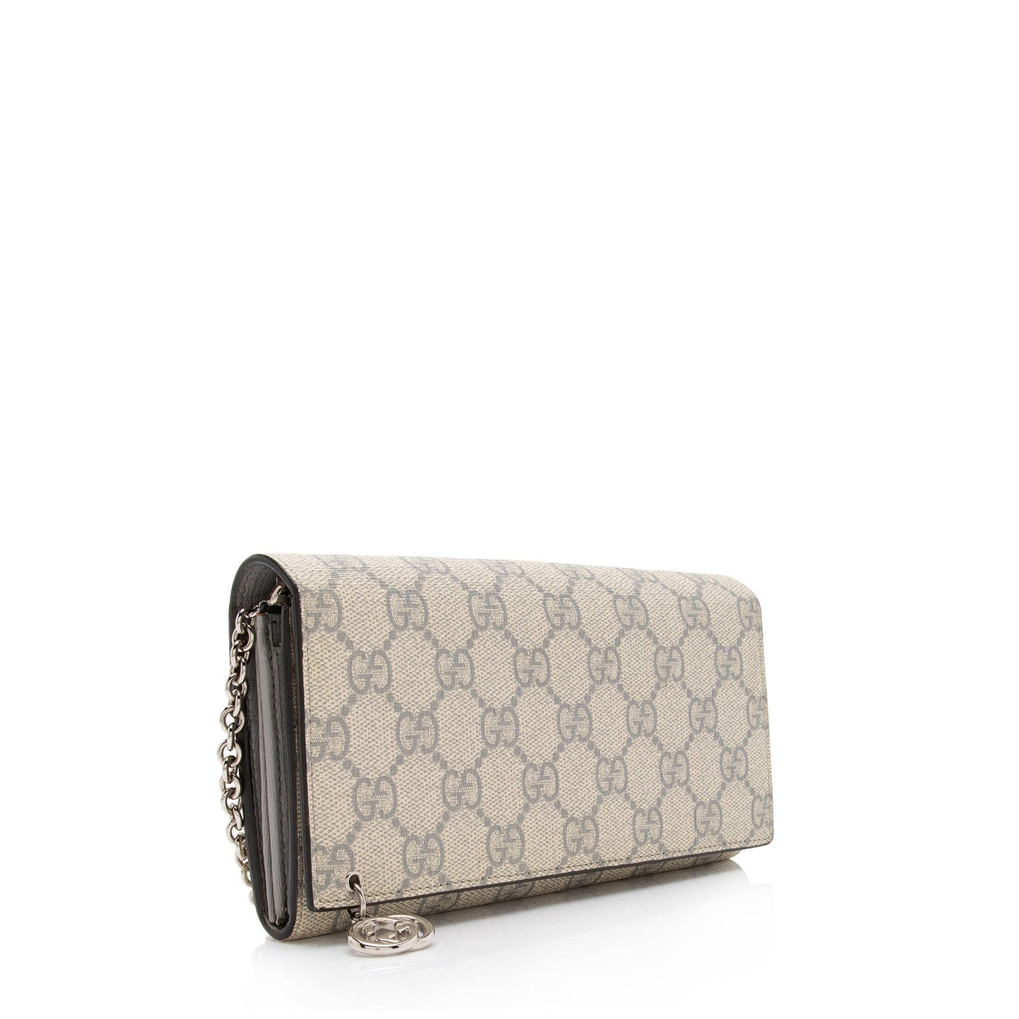 Gucci GG Supreme Interlocking G Wallet Leather Canvas Beige Grey Shoulder Bag