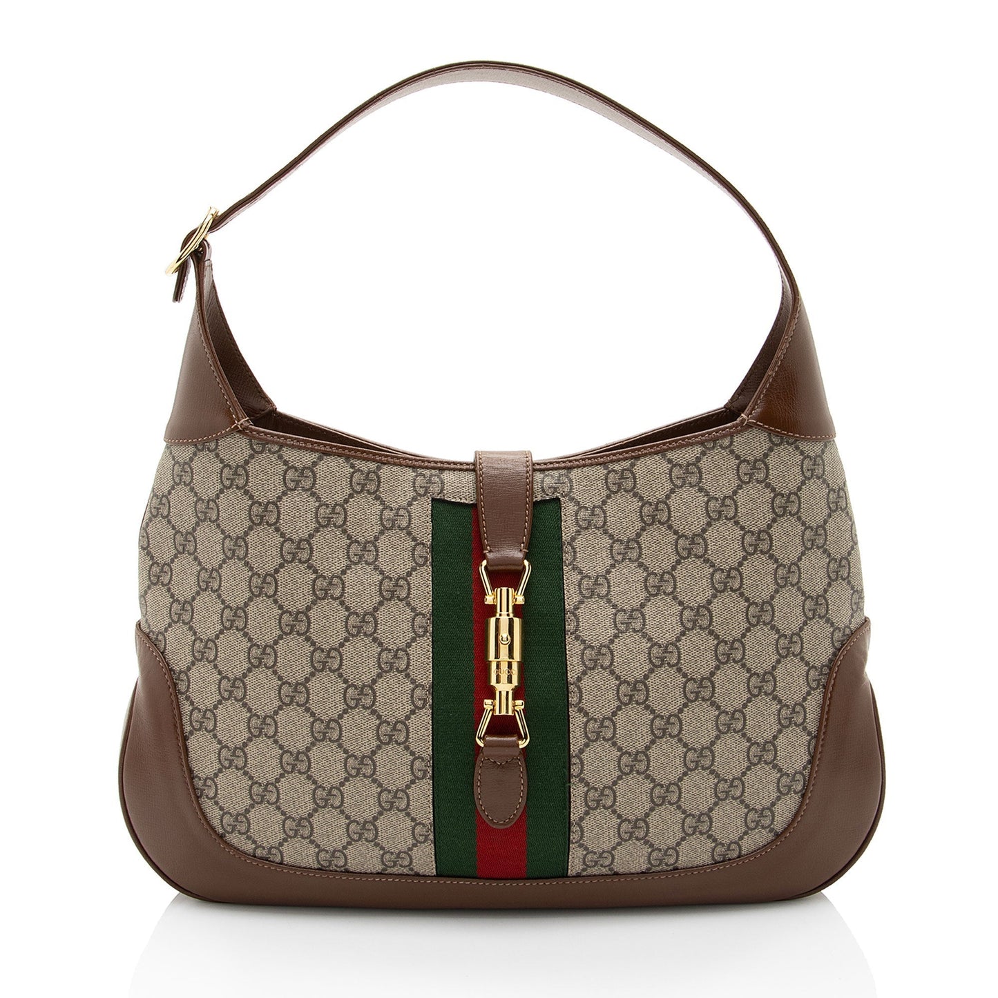 Gucci GG Supreme Jackie SHF-2WApCL Leather Canvas Brown Beige Crossbody Bag