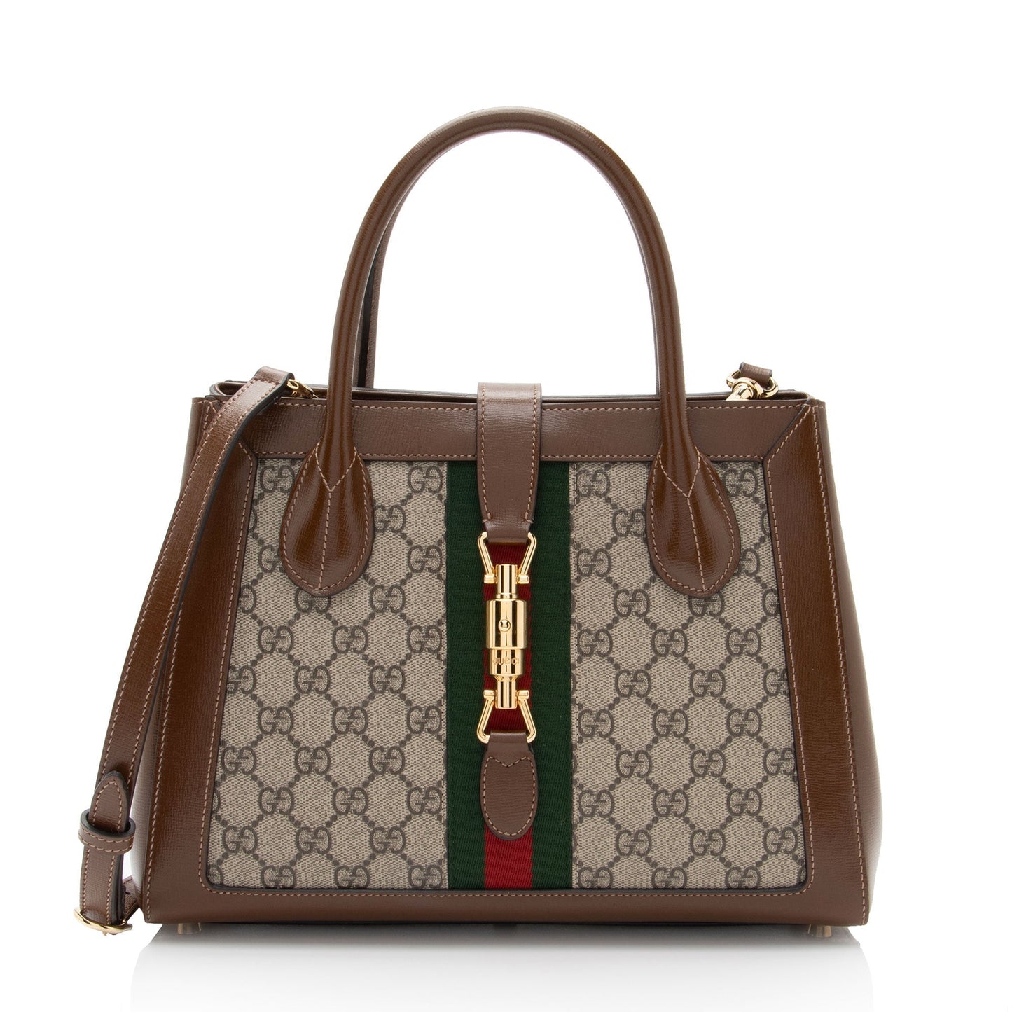 Gucci GG Supreme Jackie SHF-zzAl84 Leather Canvas Nylon Brown Tote Bag