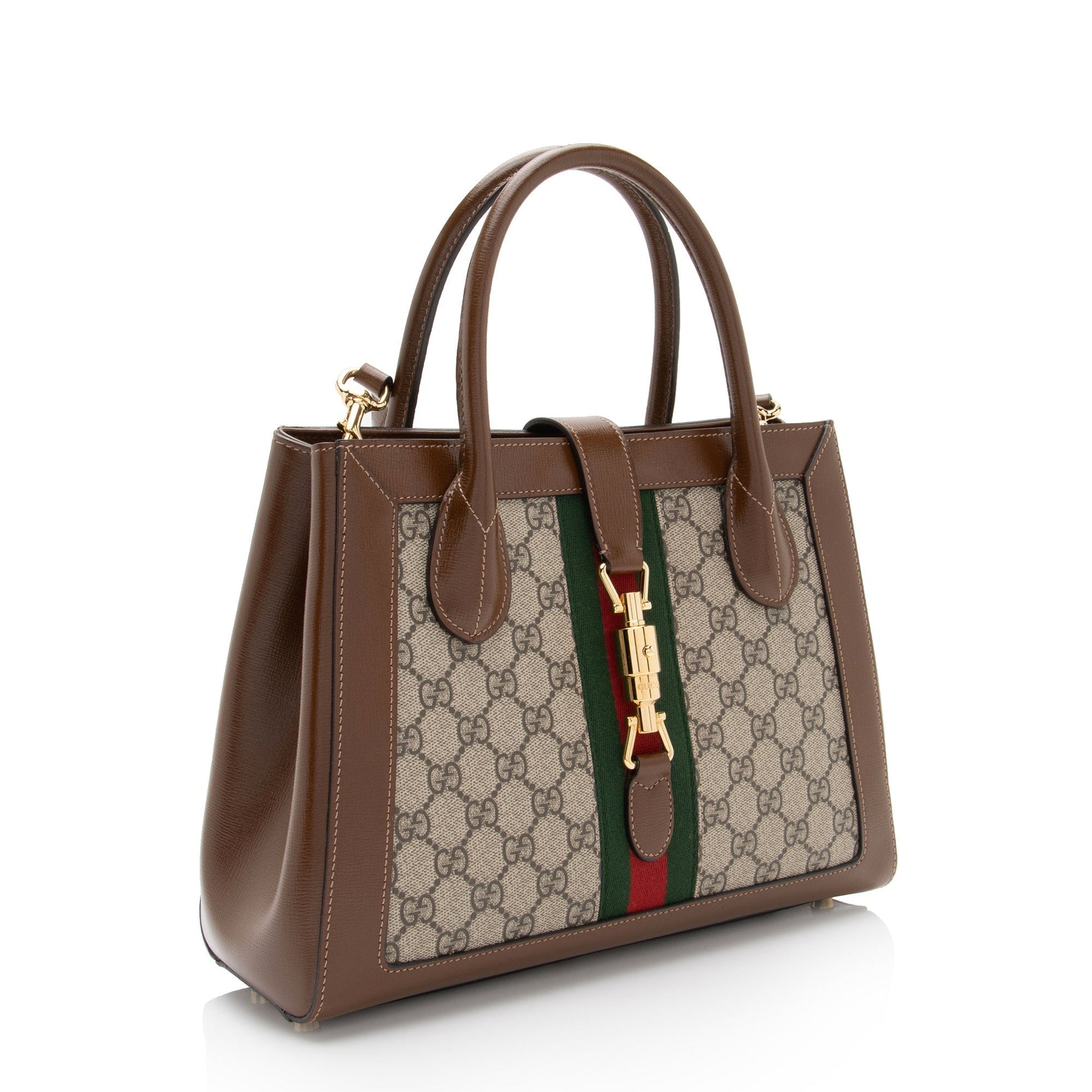 Gucci GG Supreme Jackie SHF-zzAl84 Leather Canvas Nylon Brown Tote Bag