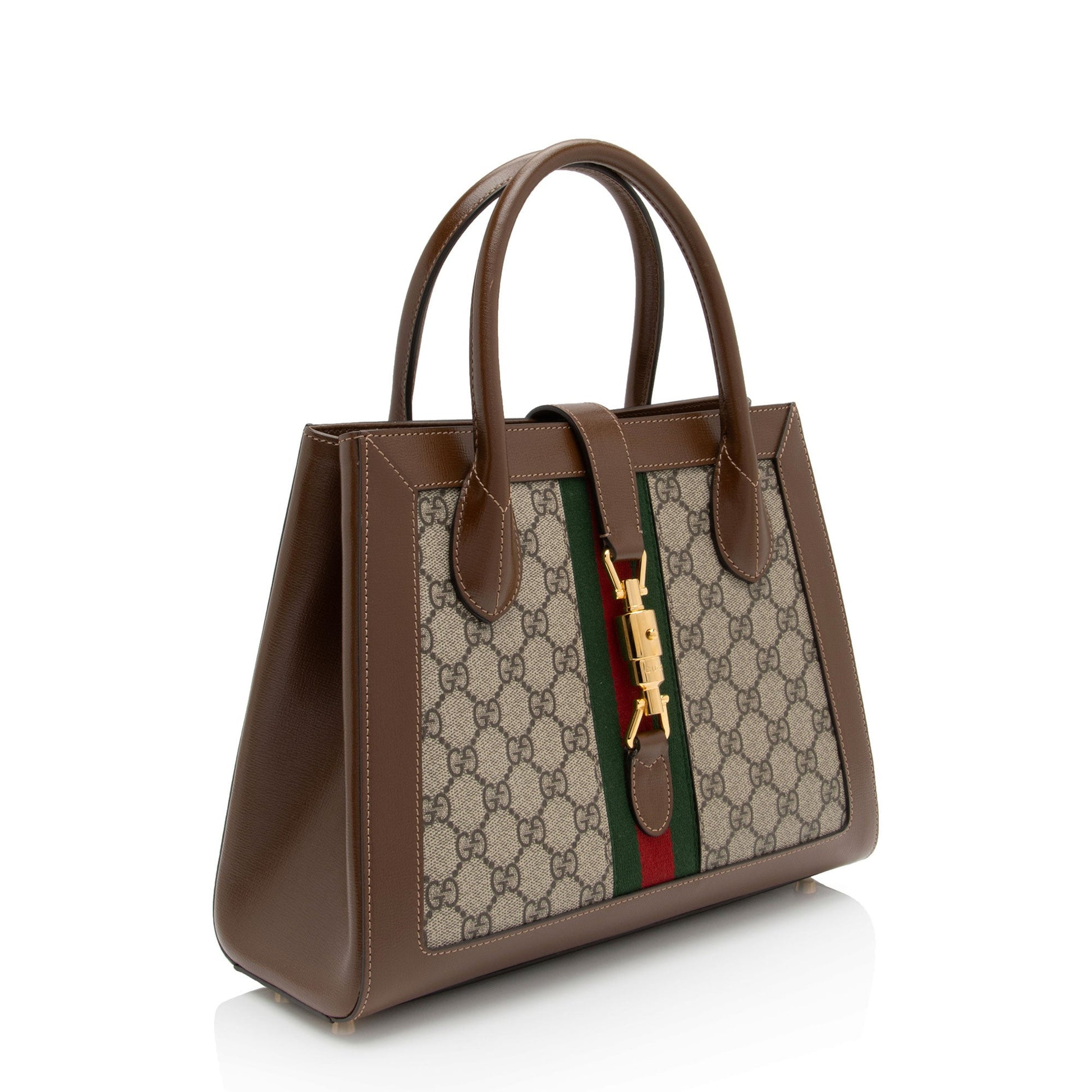Gucci GG Supreme Jackie SHF-bDznVe Leather Canvas Nylon Brown Tote Bag
