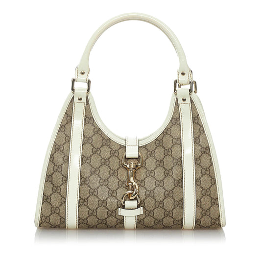 Gucci GG Supreme Jackie O SHG Canvas White Brown Shoulder Bag