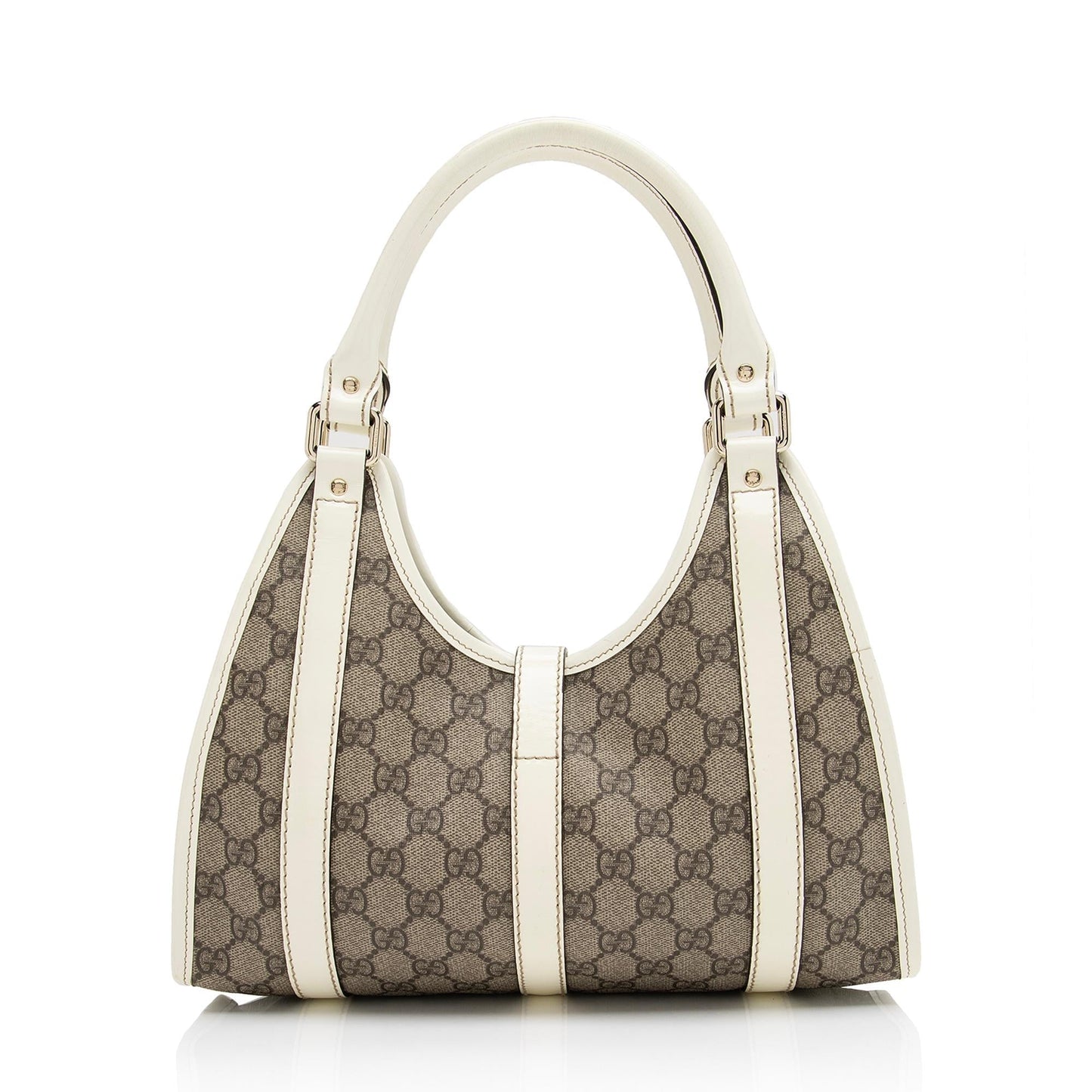 Gucci GG Supreme Joy Bardot SHF-wBWBB2 Leather Canvas Patent White Shoulder Bag