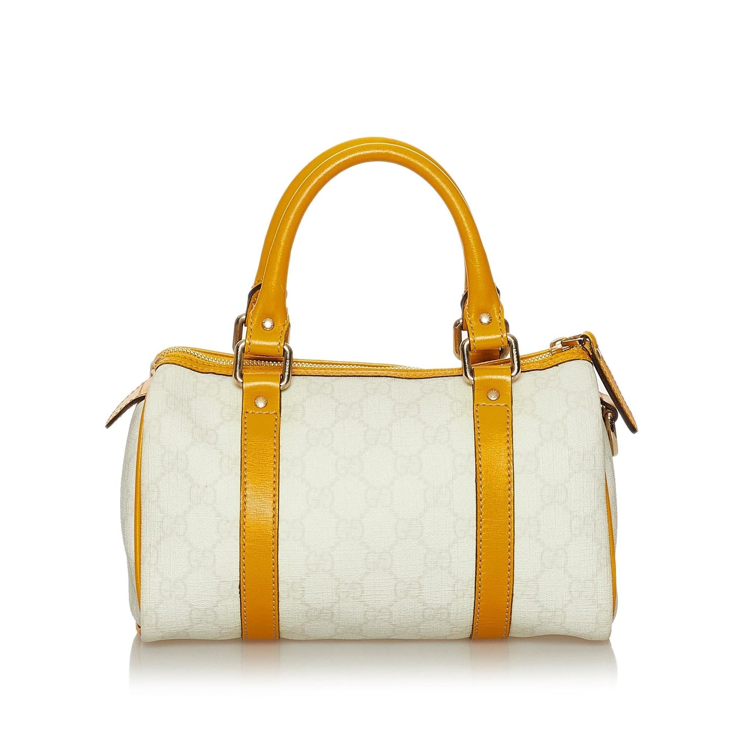 Gucci GG Supreme Joy Boston SHG Canvas White Brown Satchel Bag