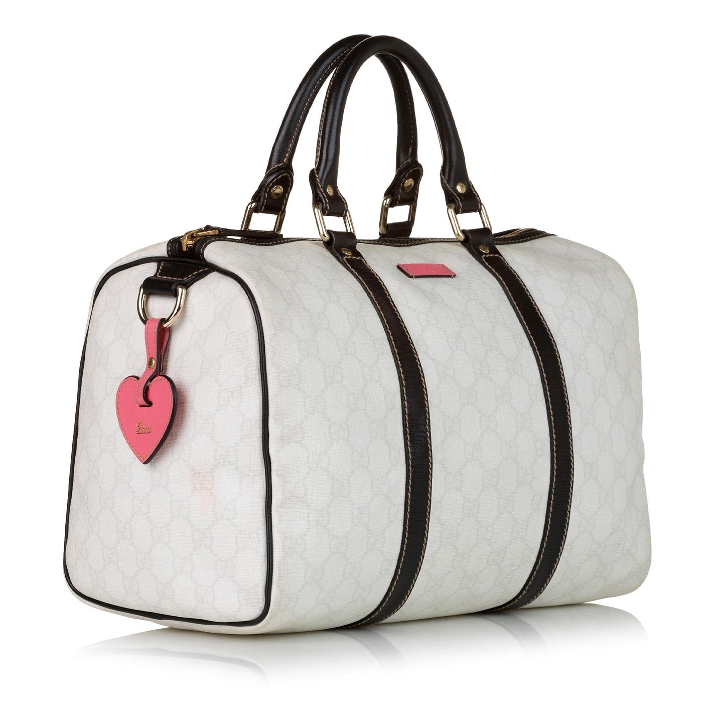 Gucci GG Supreme Joy Boston SHG Canvas Calf Black White Satchel Bag
