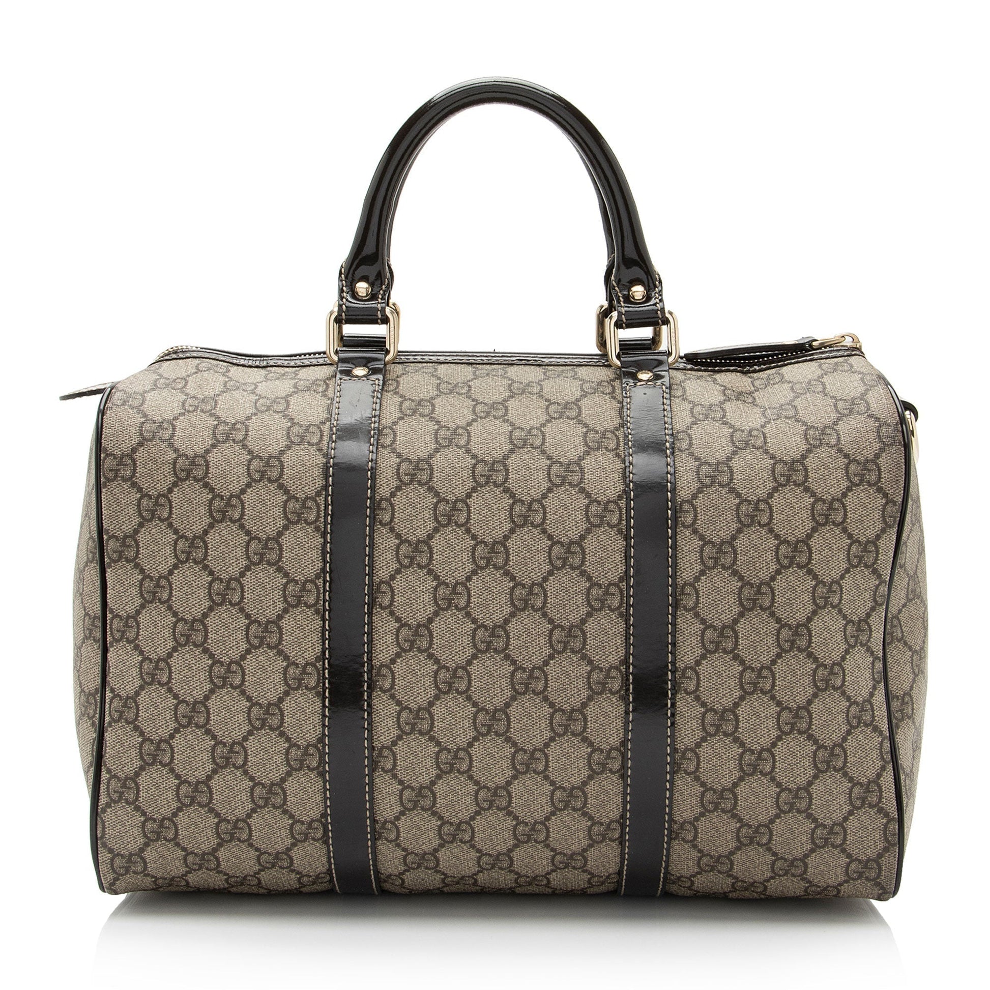 Gucci GG Supreme Joy Boston SHF-AS5z94 Leather Canvas Patent Brown Satchel Bag