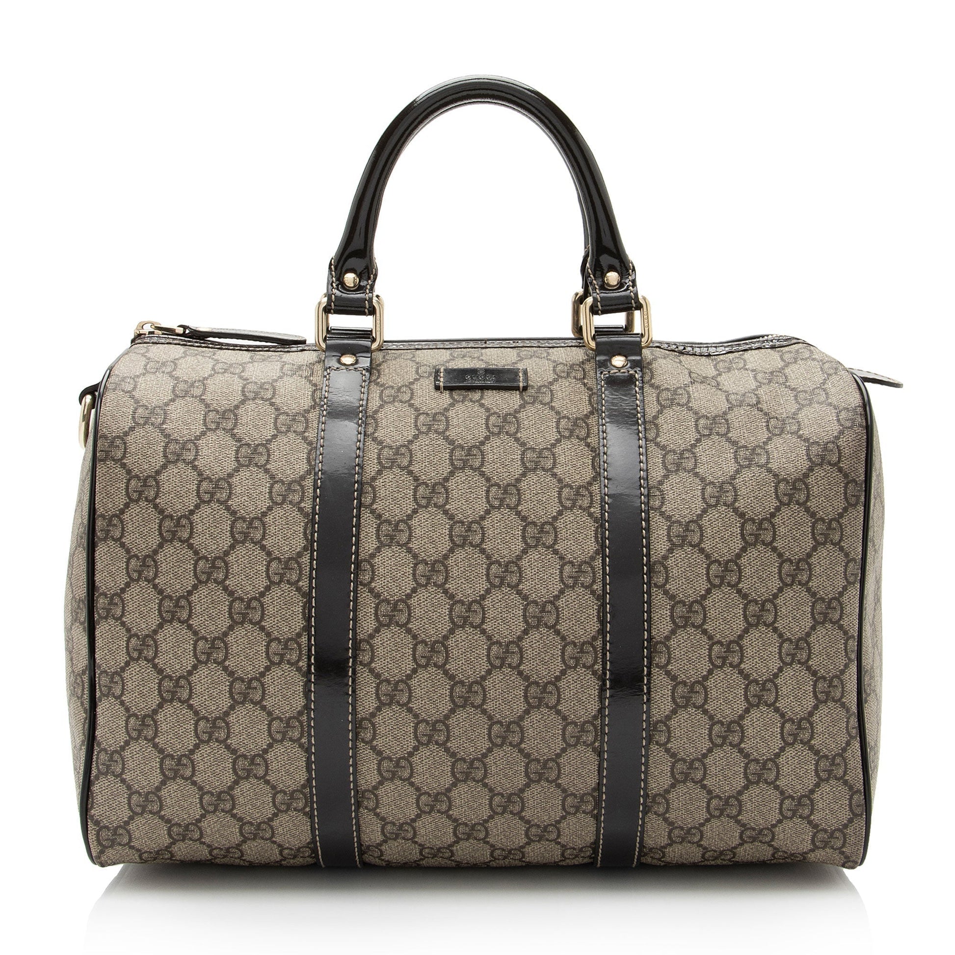 Gucci GG Supreme Joy Boston SHF-AS5z94 Leather Canvas Patent Brown Satchel Bag