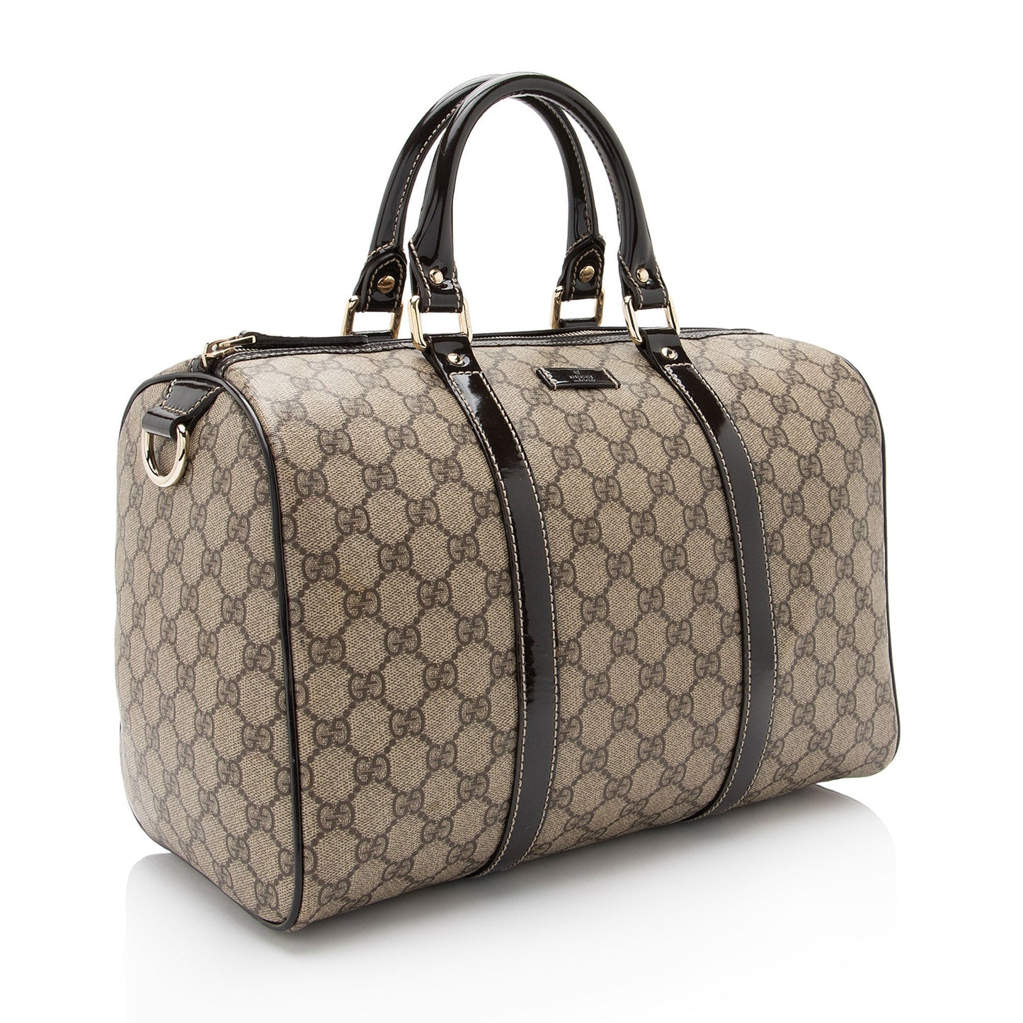 Gucci GG Supreme Joy Boston SHF-STef8B Leather Canvas Patent Brown Satchel Bag